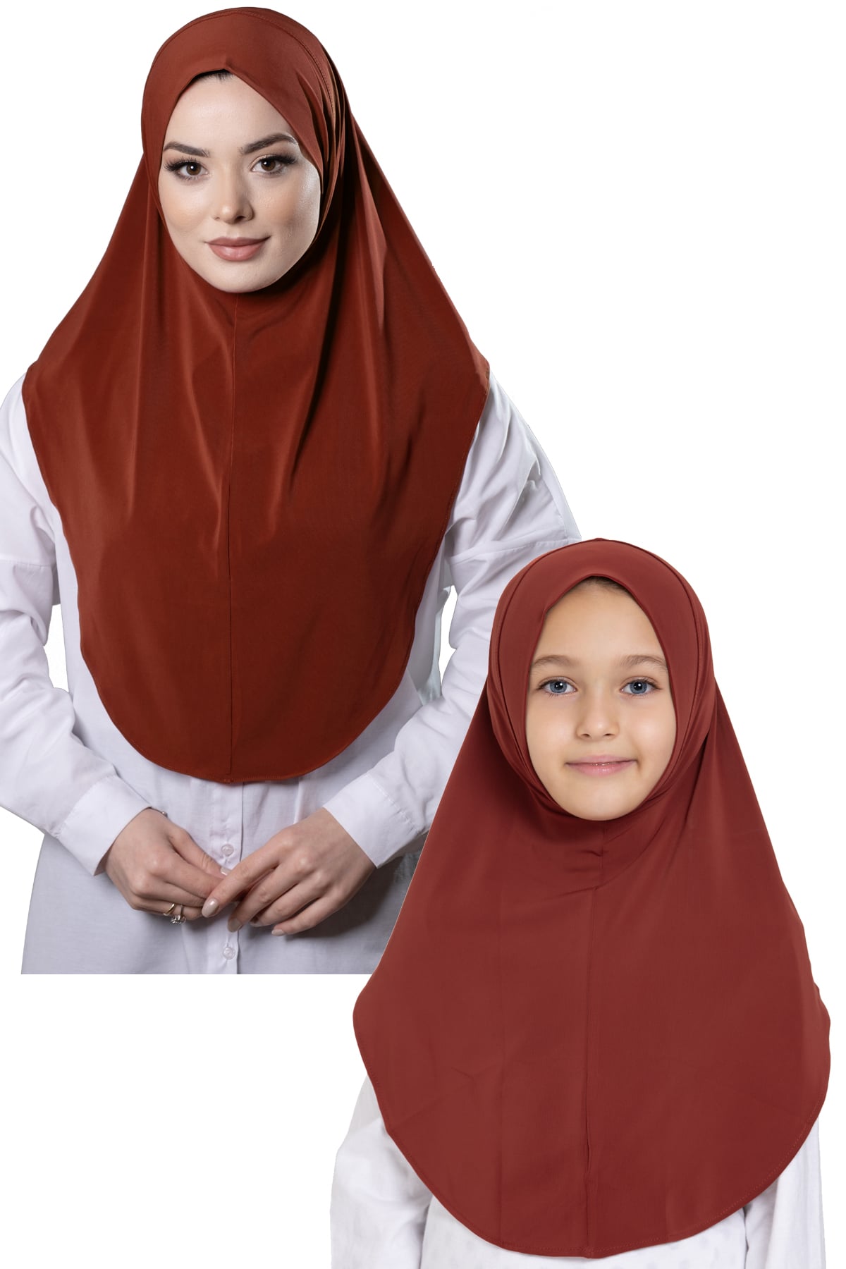 Kiremit Pratik Anne Kız Kombin Tesettür Eşarp Sandy Düz Hijab - Hürrem Bone 230812_05