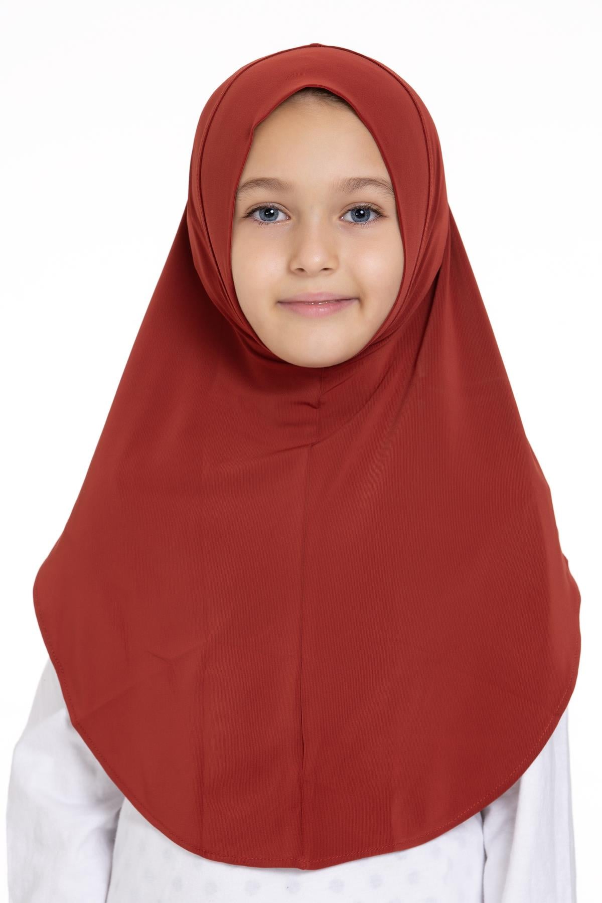 Kiremit Pratik Hazır Geçmeli Genç Tesettür Bone Sandy Kumaş Düz Hijab - Hürrem Bone 2312_05