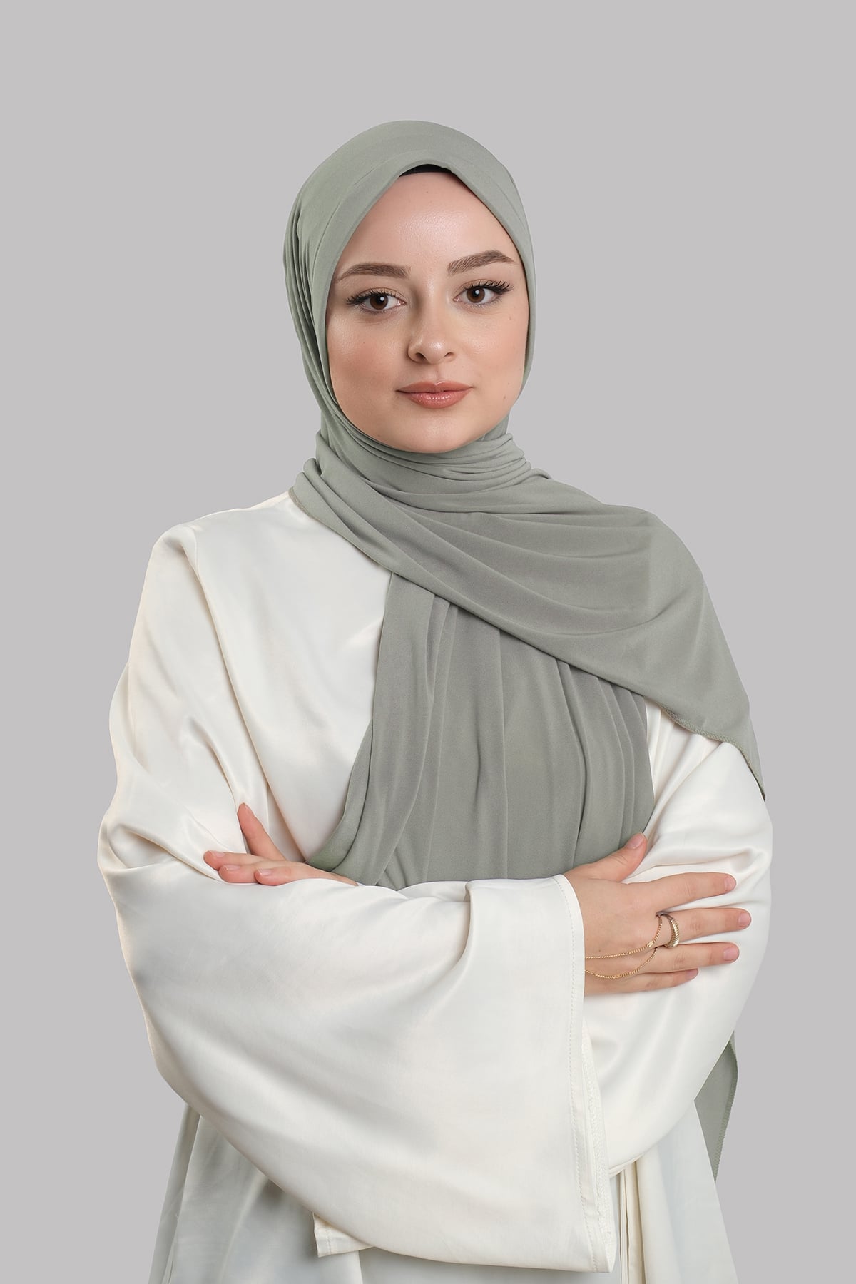 Koyu Gri Pratik Hazır Geçmeli Şal Sandy Önü Süngerli - Hürrem Bone 2412_23