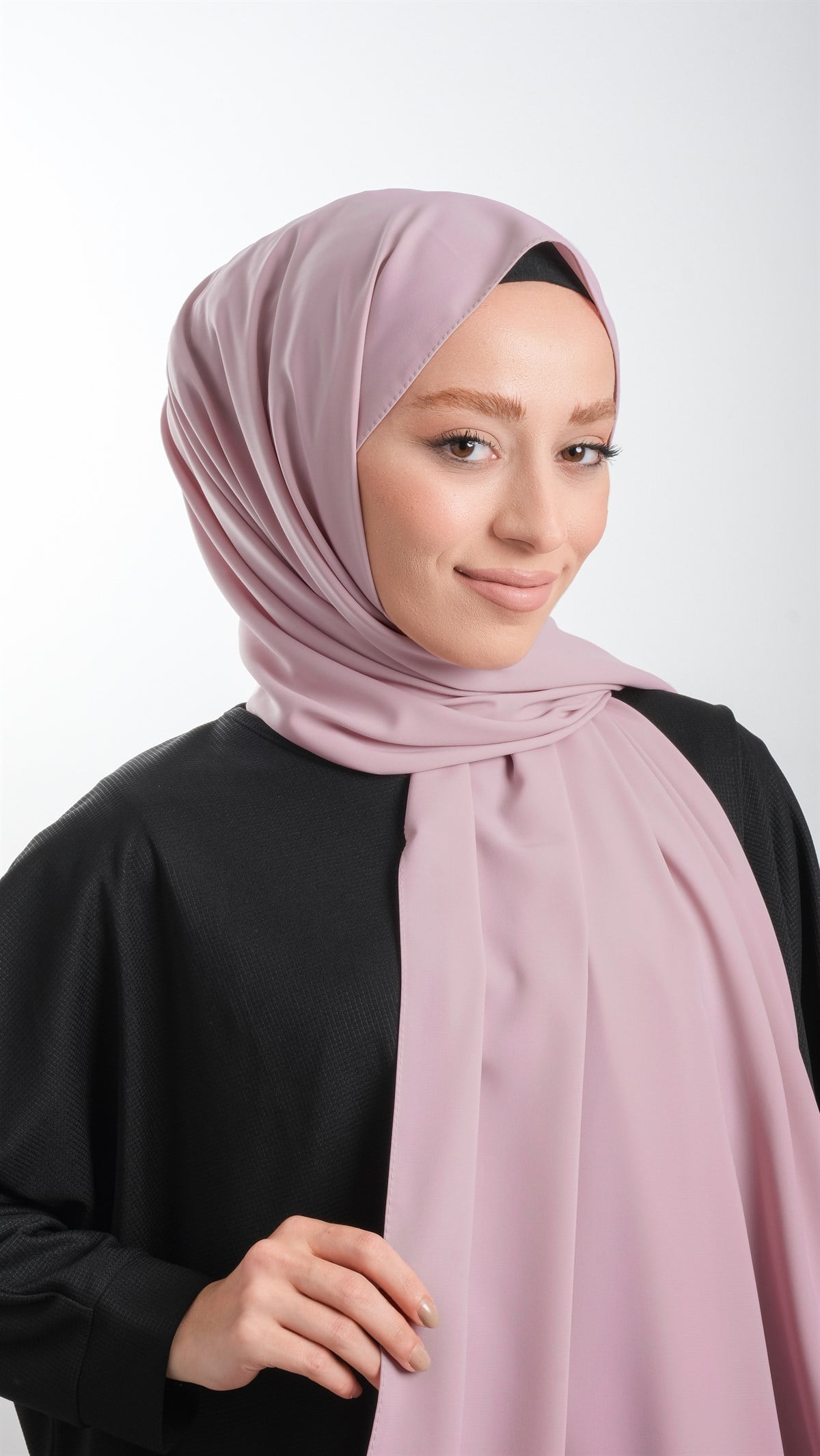 Koyu Pembe Düz Klasik Şal Medine İpeği Sade - Hürrem Bone 202103_52