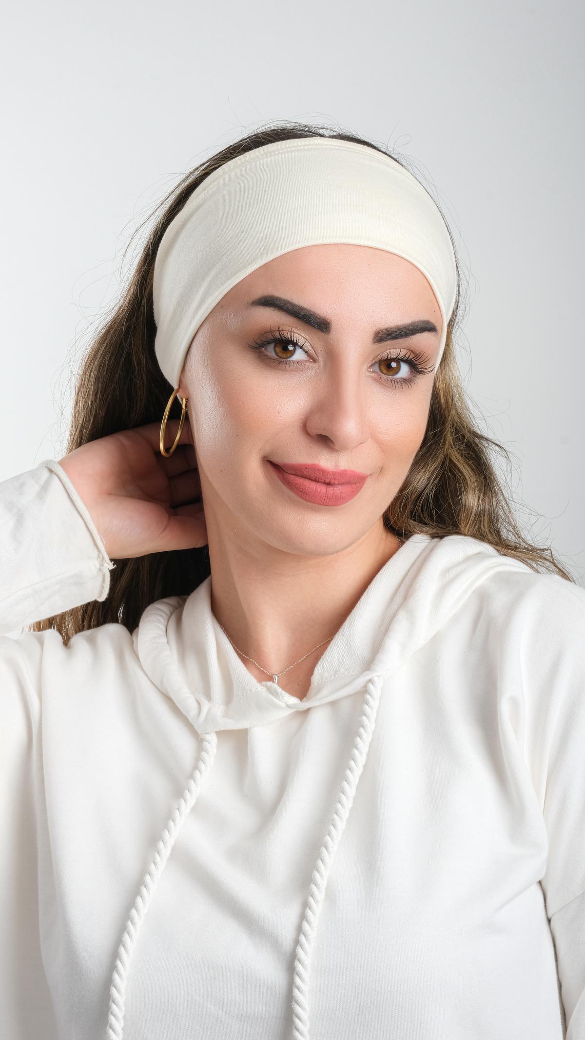 Krem Bandana Saç Bandı Viskon Düz - Hürrem Bone 3012_40