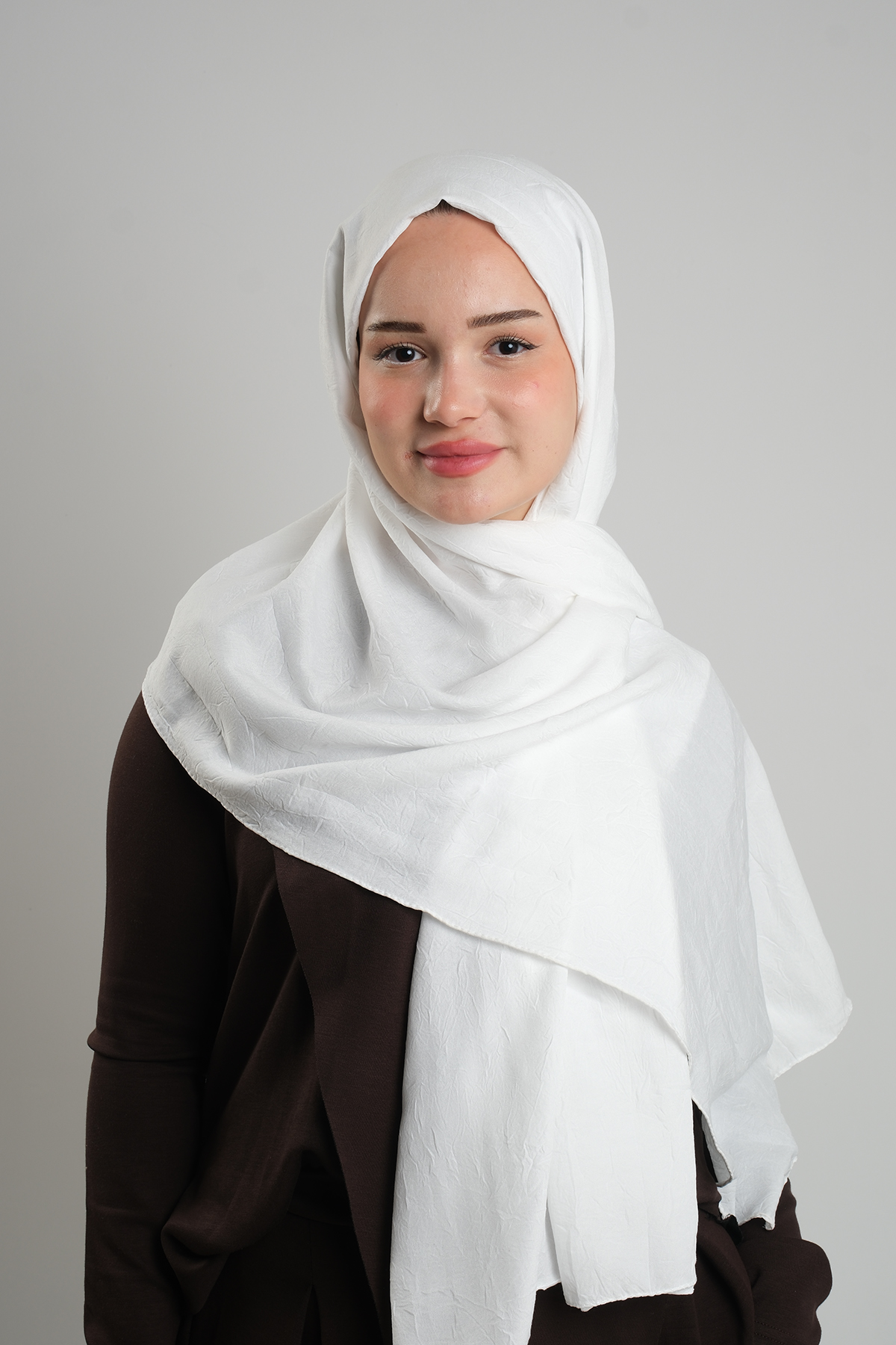Krem Düz Klasik Ria Şal İtalyan Dikişli Pamuk Caz Sade - Hürrem Bone 202130_40