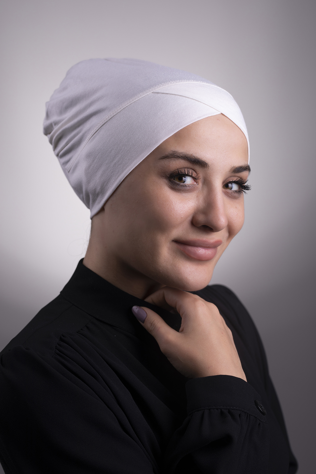 Krem Pratik Hazır Geçmeli İç Bone Viskon Kumaş Çapraz Tek Bantlı - Halven 3004