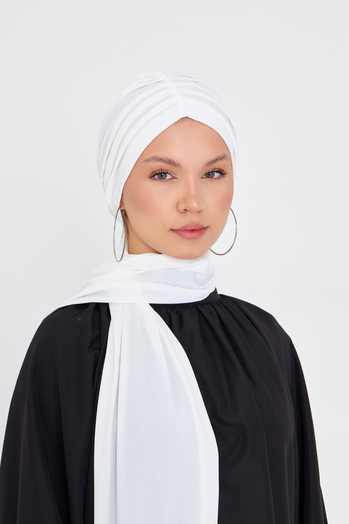 Krem Pratik Hazır Geçmeli Tesettür Bone Sandy Kumaş Atkılı  - Hürrem Bone 2204_40