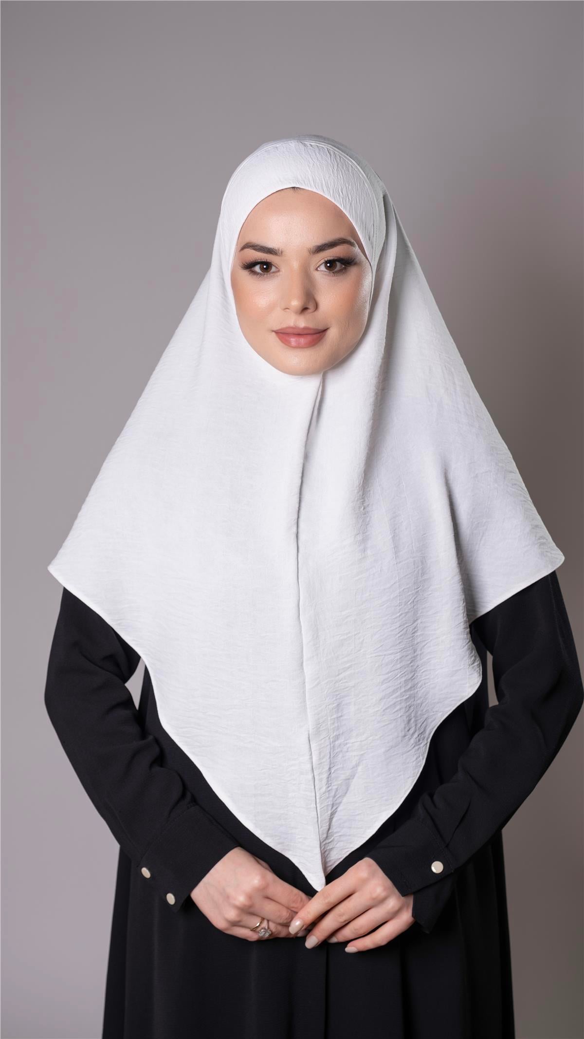 Krem Pratik Hazır Geçmeli Tesettür Eşarp Aerobin Kumaş Düz Hijab - Hürrem Bone 2309_40
