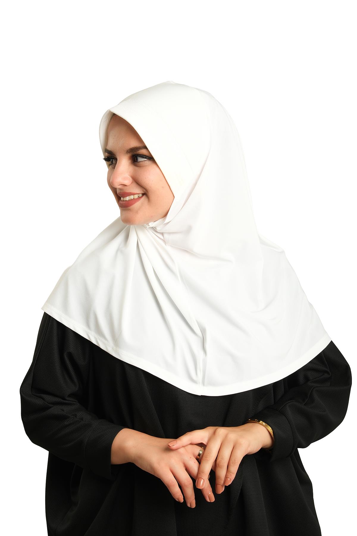 Krem Pratik Hazır Geçmeli Tesettür Eşarp Sandy Kumaş Sade - Hürrem Bone 1600_40