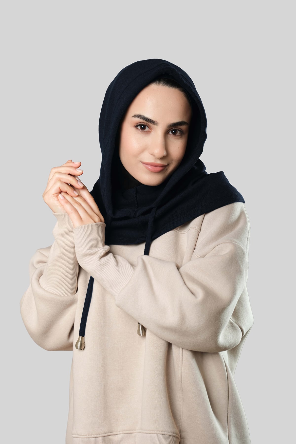 Lacivert Bağcıklı Salaş Balaklava Boyunluklu Bere Triko Düz - Hürrem Bone 2326_02
