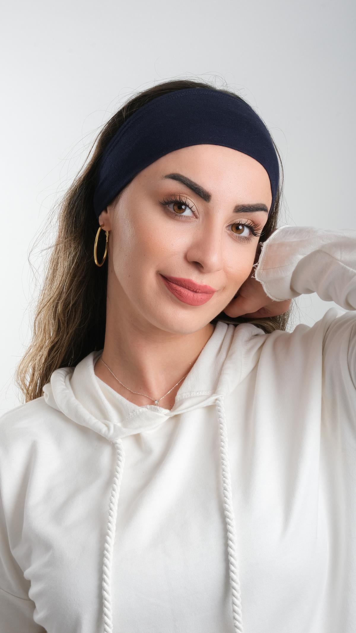 Lacivert Bandana Saç Bandı Viskon Düz - Hürrem Bone 3012_02