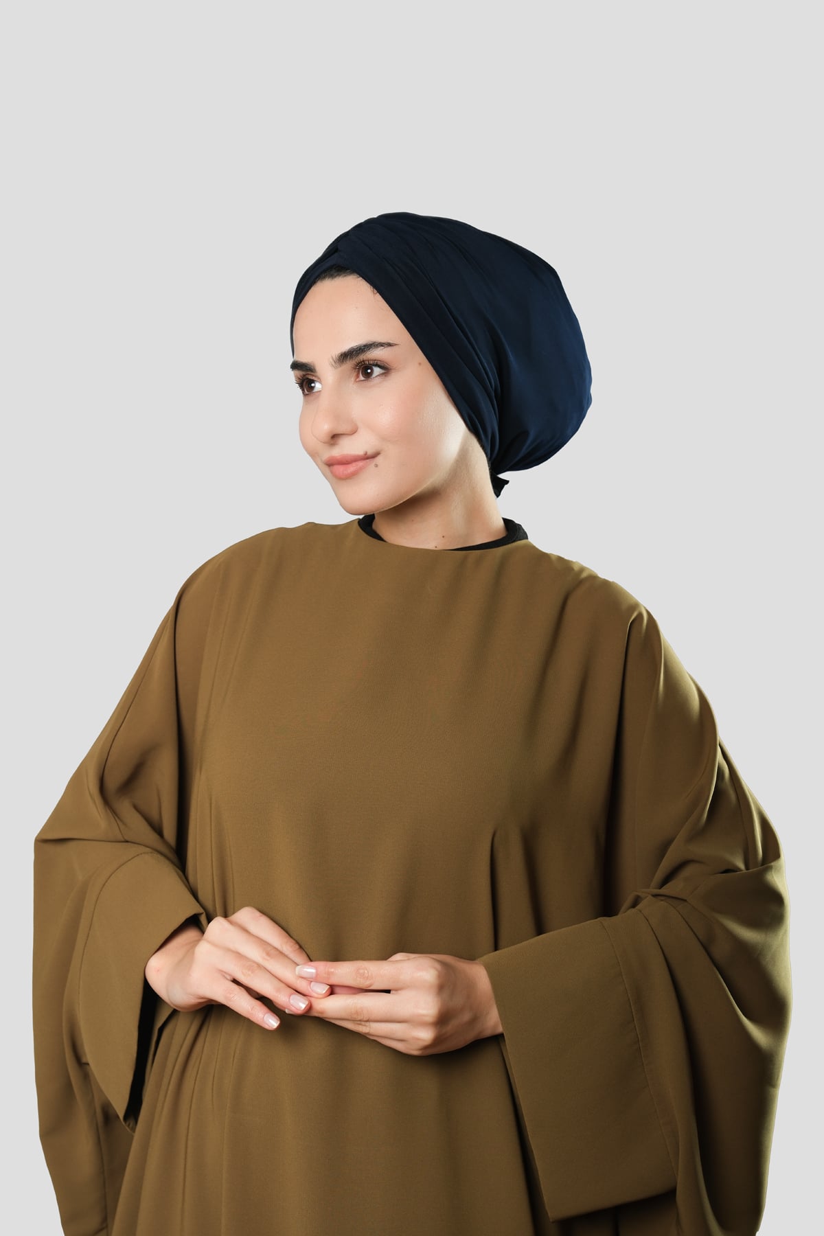 Lacivert Drapeli Salaş Tesettür Bone Sandy Büzgülü - Hürrem Bone 2315_02
