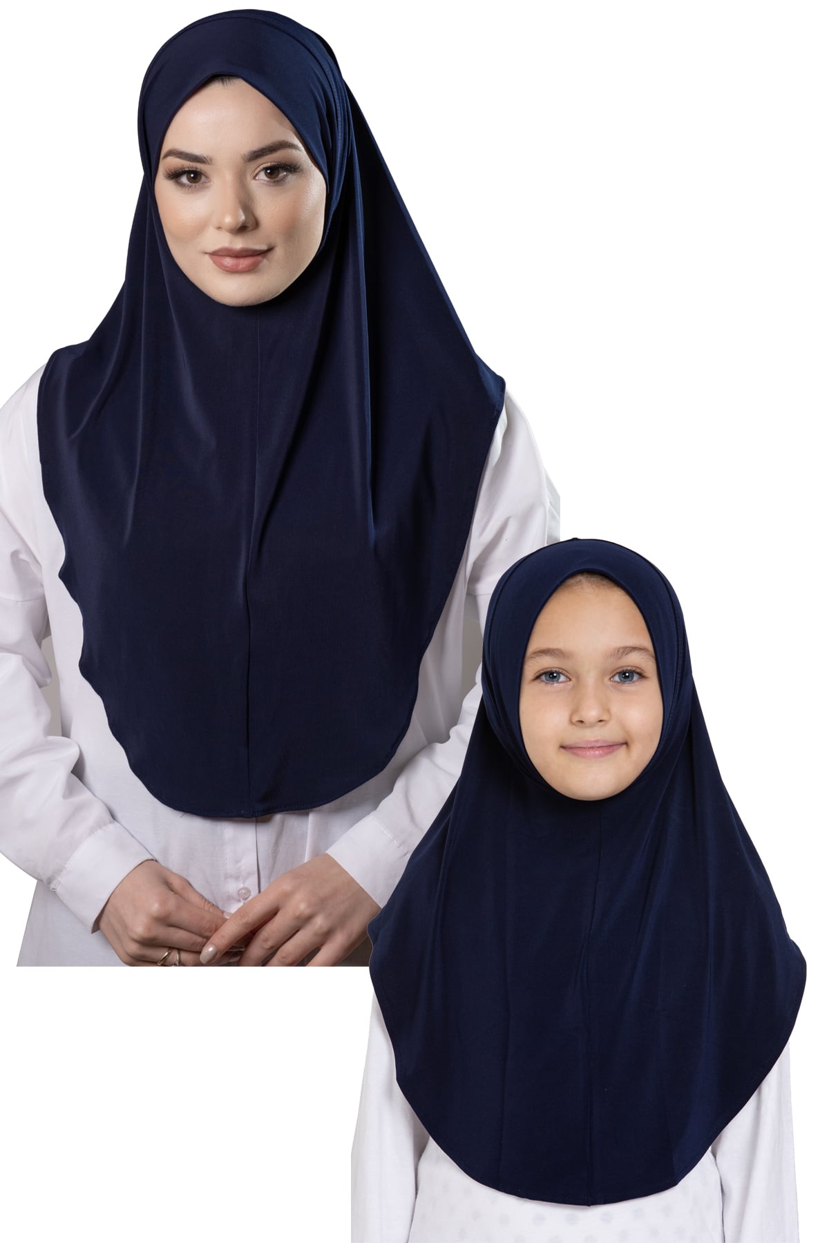 Lacivert Pratik Anne Kız Kombin Tesettür Eşarp Sandy Düz Hijab - Hürrem Bone 230812_02