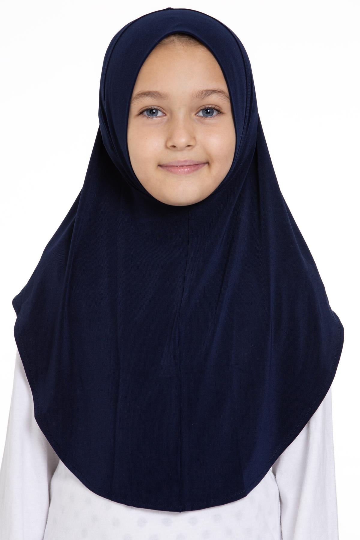 Lacivert Pratik Hazır Geçmeli Genç Tesettür Bone Sandy Kumaş Düz Hijab - Hürrem Bone 2312_02