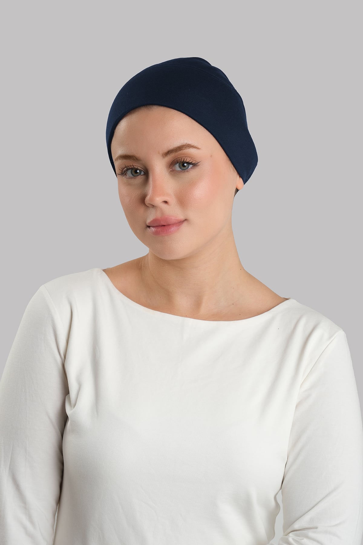 Lacivert Pratik Hazır Geçmeli İç Bone Viskon Süngerli Lastikli - Hürrem Bone 3015_02
