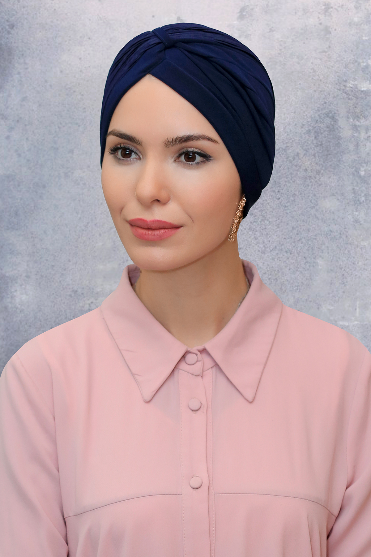 Lacivert Pratik Hazır Geçmeli Tesettür Bone Fukuro Sandy Kumaş Büzgülü - Hürrem 1831