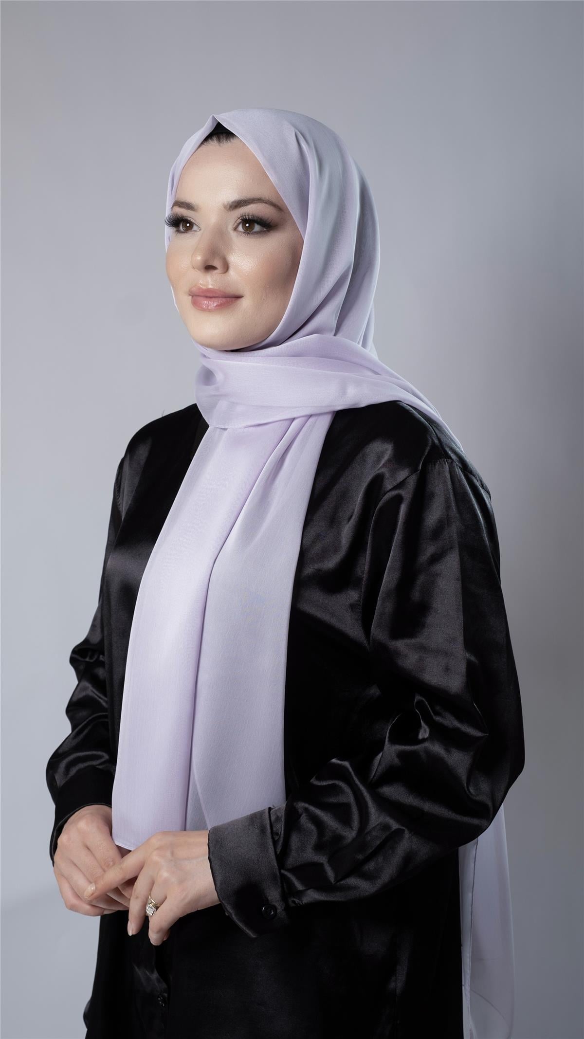 Lila Düz Klasik Şal Şifon Kumaş Janjan Abiye - Hürrem Bone 202108_28
