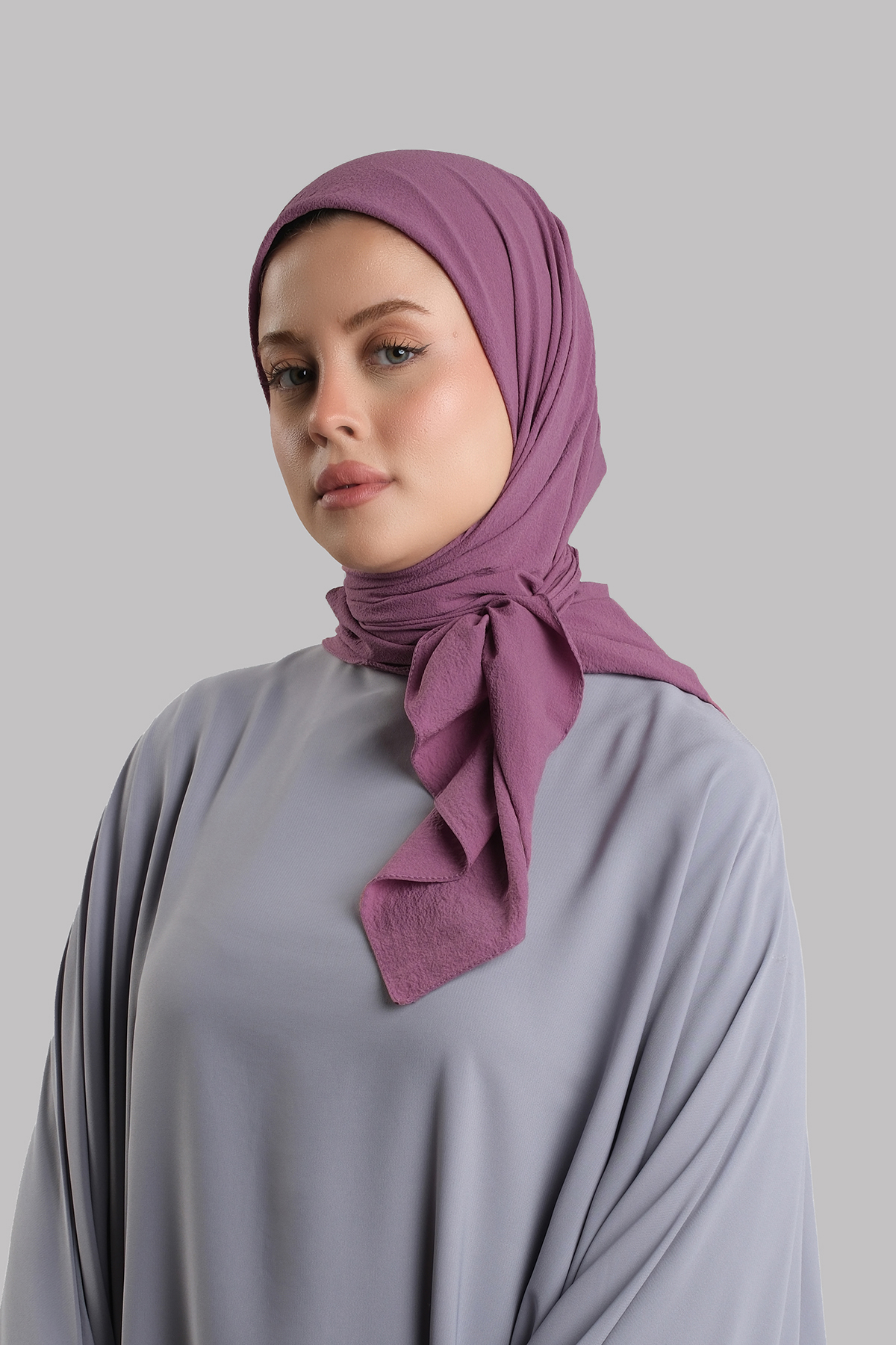Mor Düz Klasik Eşarp İtalyan Dikişli Relax Kumaş Sade - Hürrem Bone 202209_22
