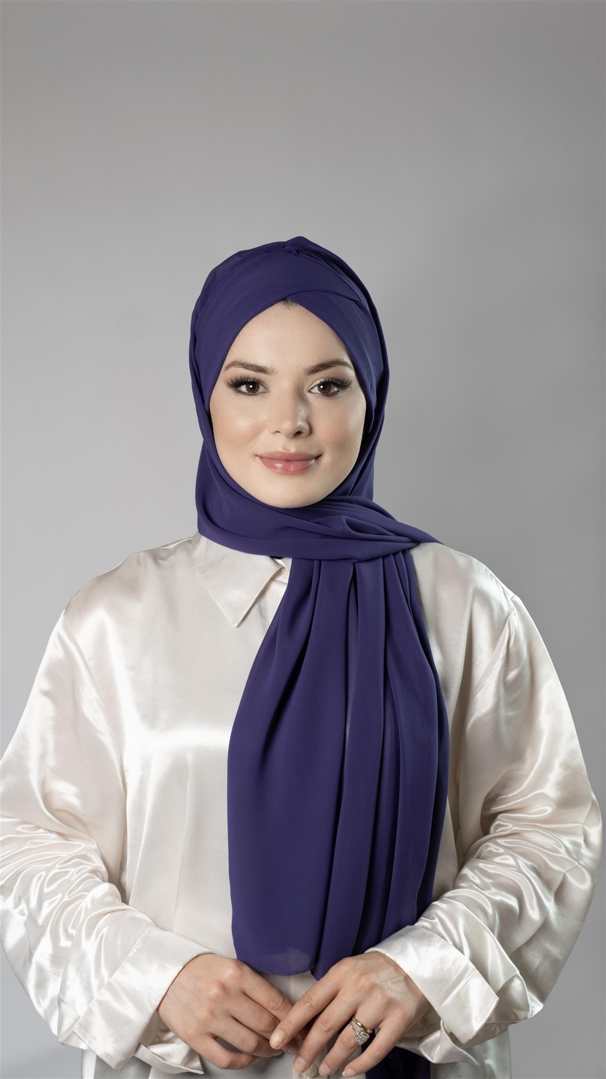Mor Pratik Hazır Geçmeli Bone Şal Şifon Kendinden Boneli Tek Bantlı - Hürrem Bone 1453_22