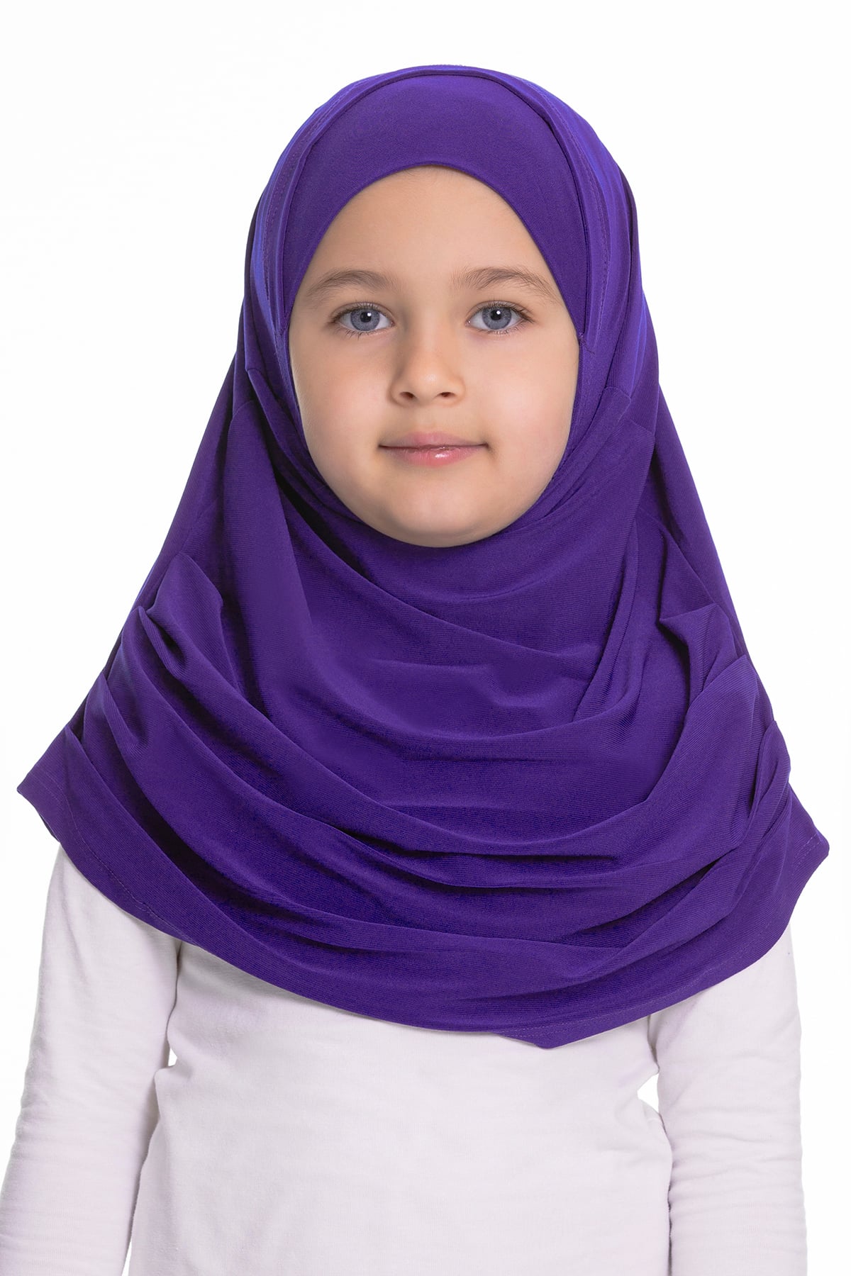 Mor Pratik Hazır Geçmeli Çocuk Tesettür Bone Sandy Kumaş Kendinden Boneli 78_22