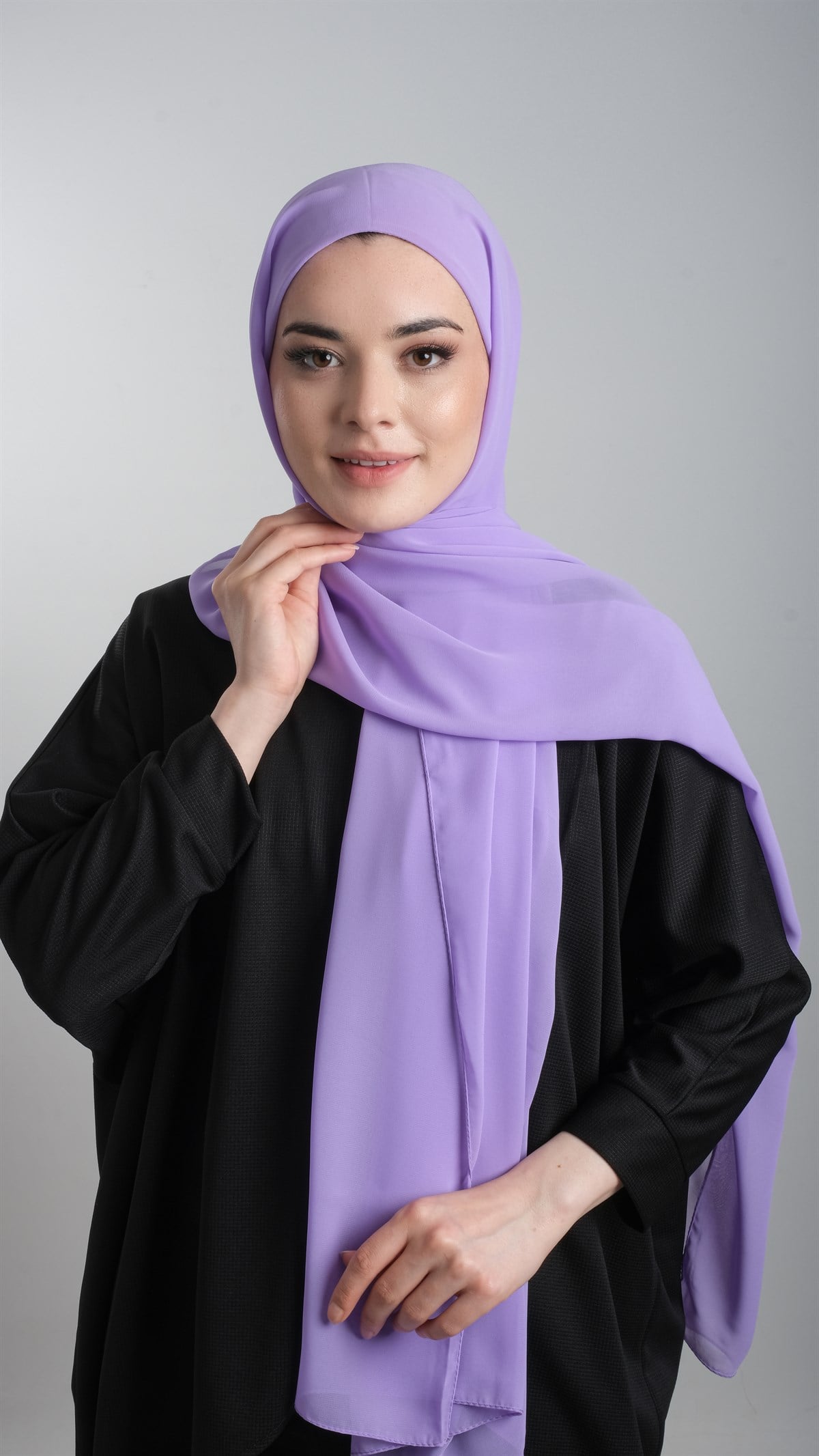 Mor Pratik Hazır Geçmeli Şal Şifon Boru Boneli - Hürrem Bone HV0021300146