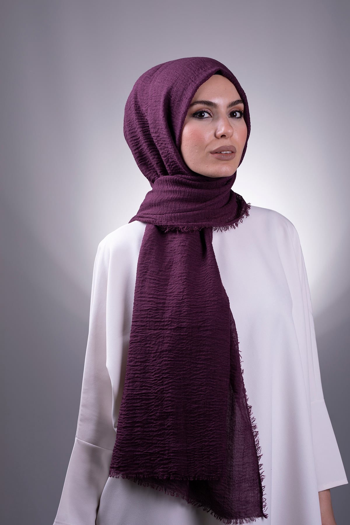 Mürdüm Düz Klasik Şal Bürümcük Şal - Hürrem 202104