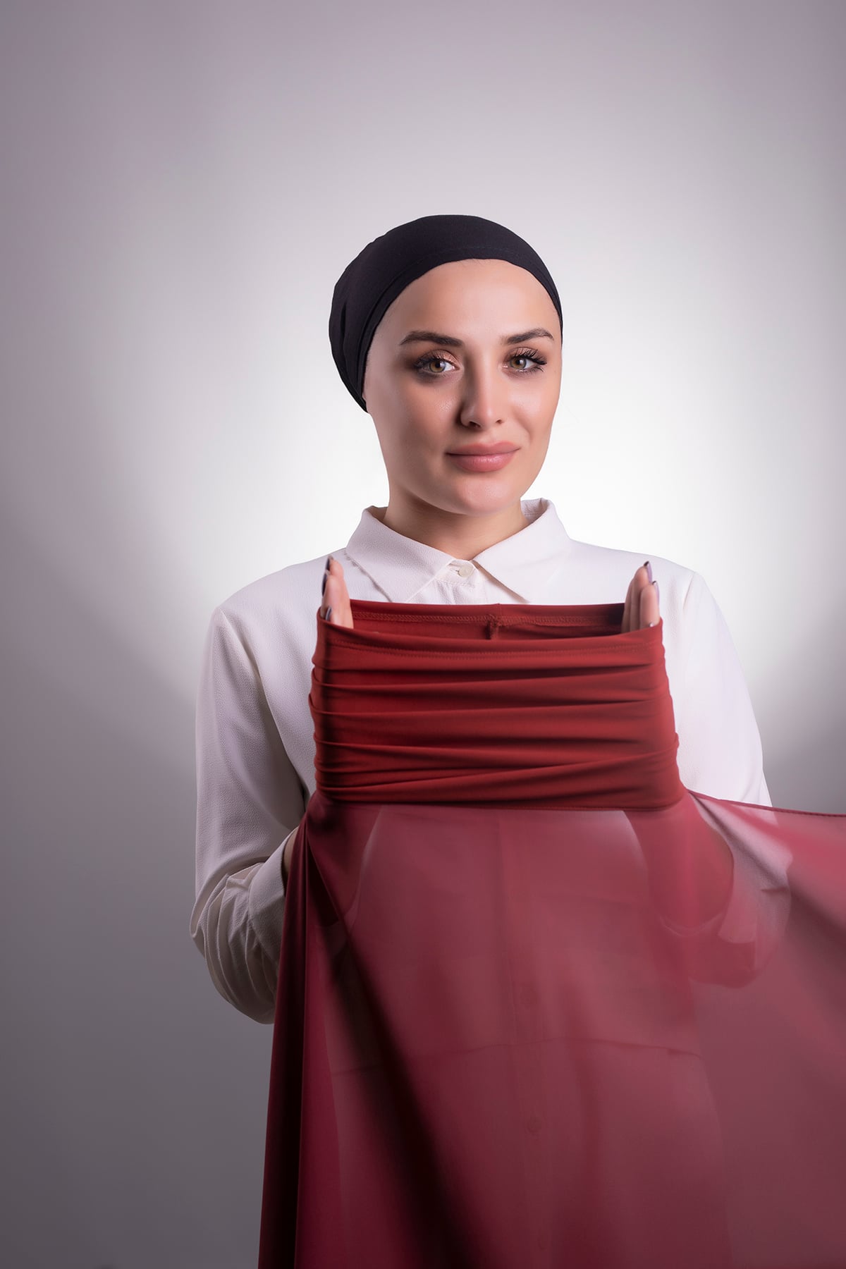 Mürdüm Pratik Hazır Geçmeli Şal Şifon Boru Boneli - Halven 3001