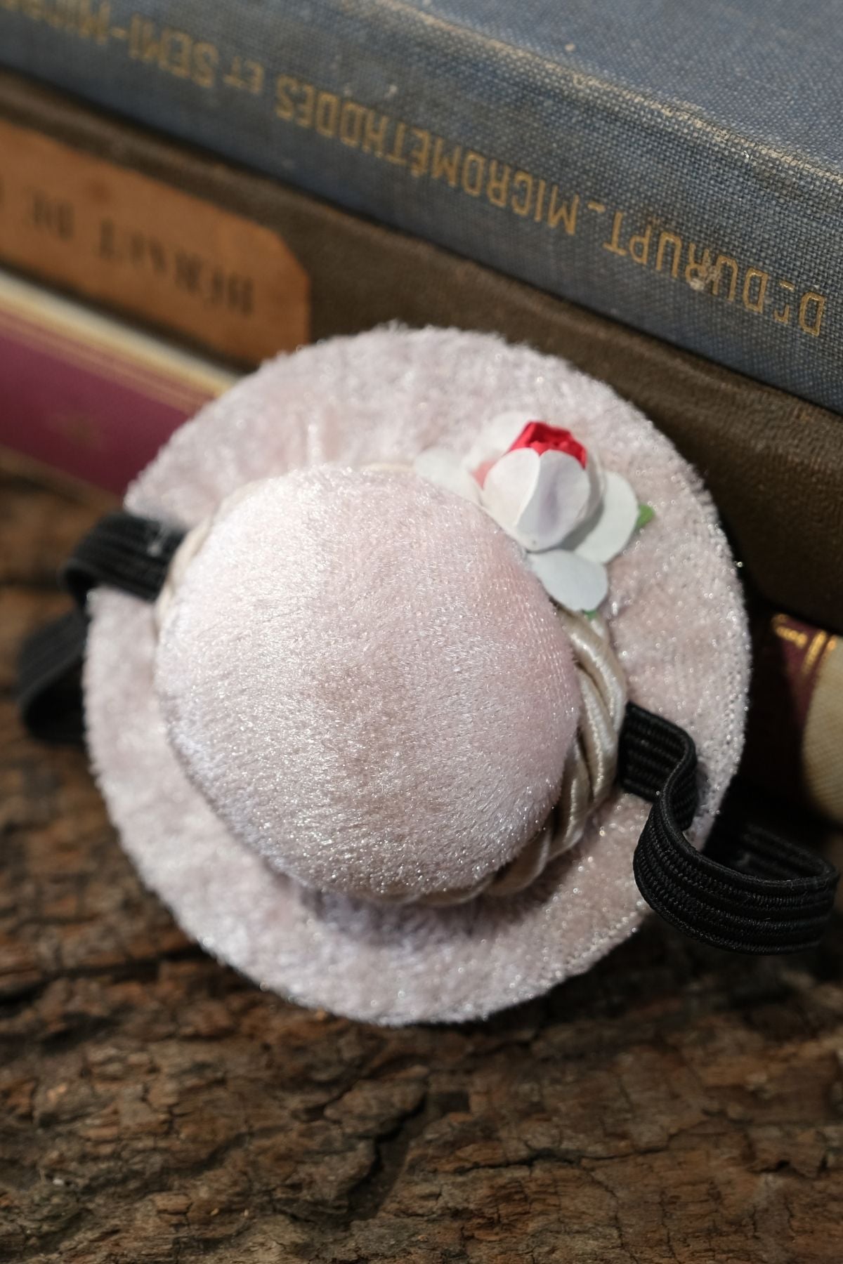 Pembe Eşarp Şal İğnedanlık Kadife Çiçekli Lastikli Şapkalı 5001_04