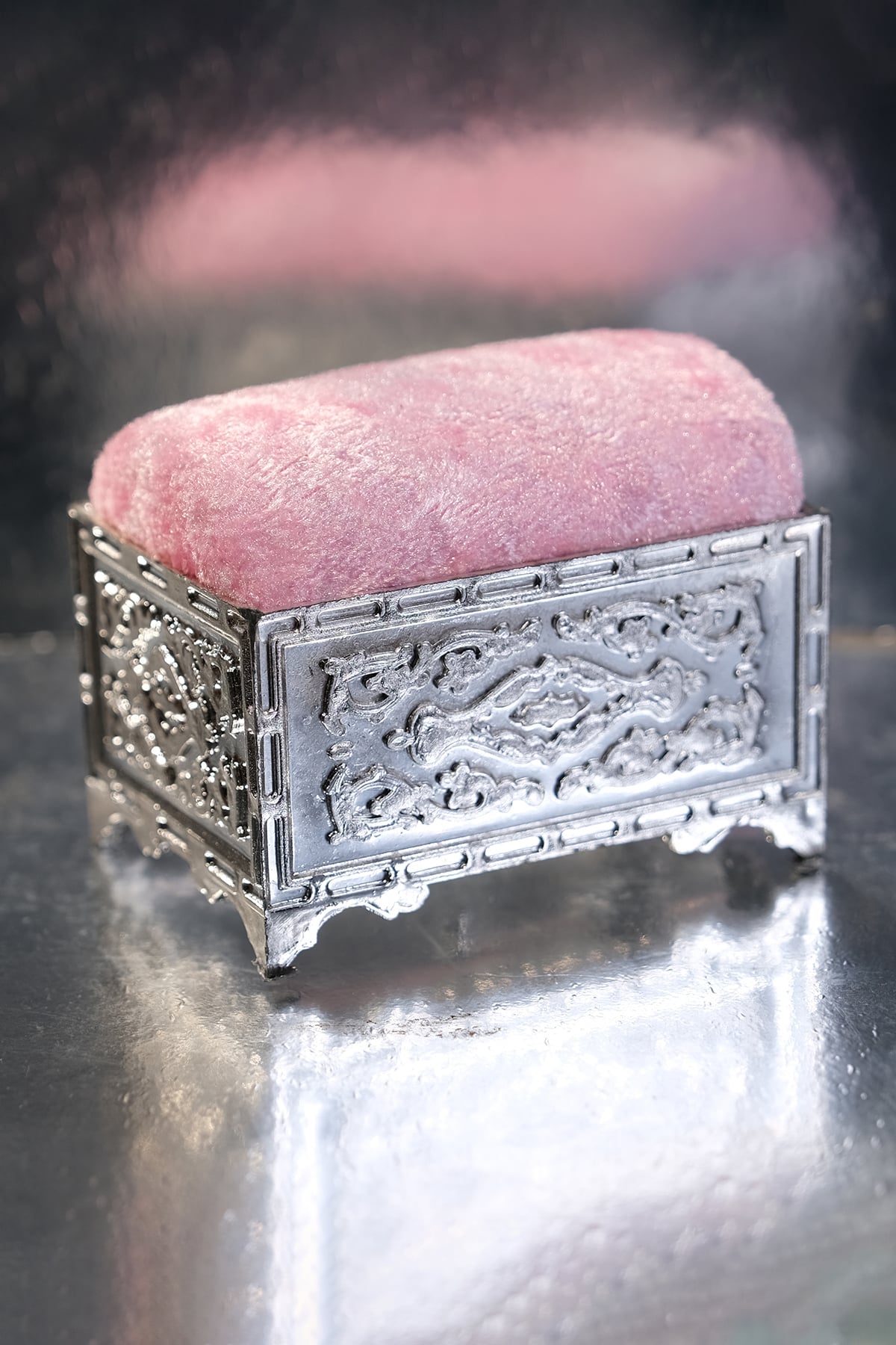 Pembe Eşarp Şal İğnedanlık Kadife Gümüş Sandık - Hürrem Bone 5006_04