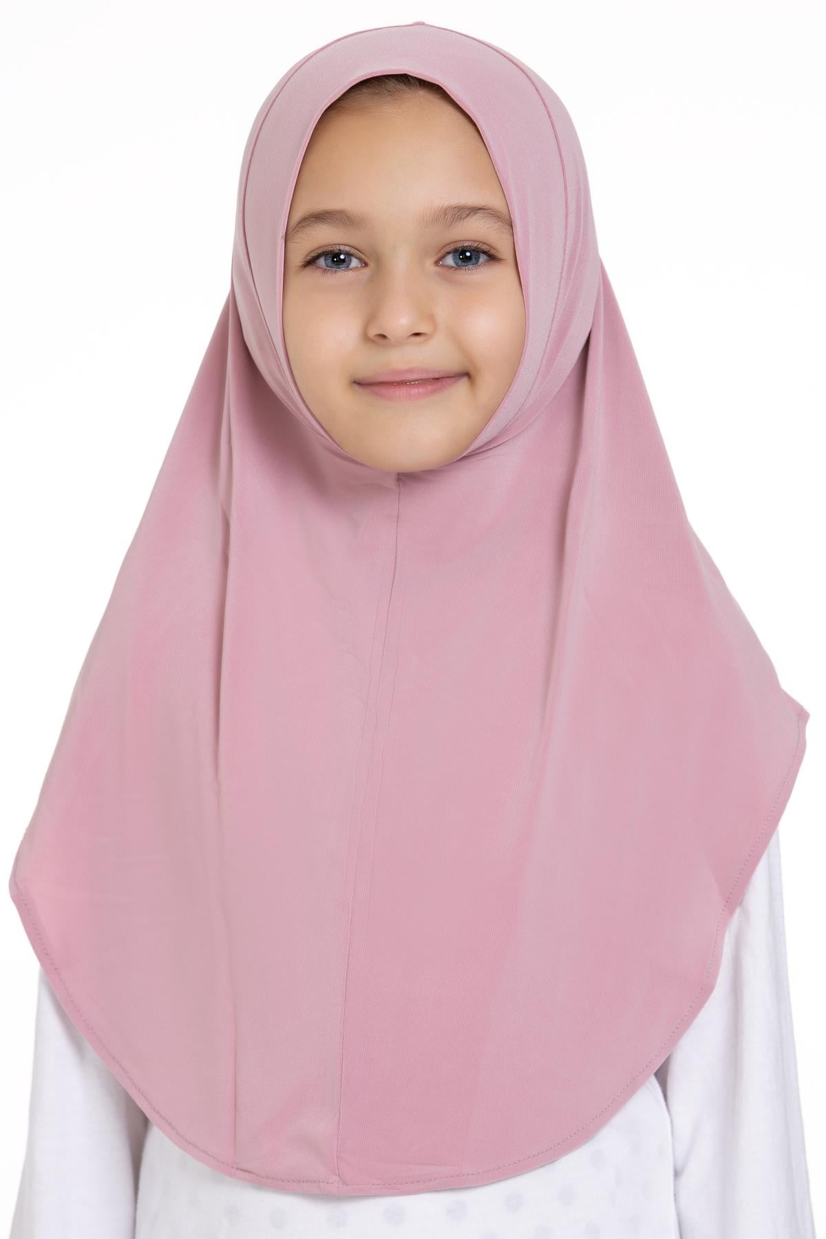 Pembe Pratik Hazır Geçmeli Genç Tesettür Bone Sandy Kumaş Düz Hijab - Hürrem Bone 2312_04