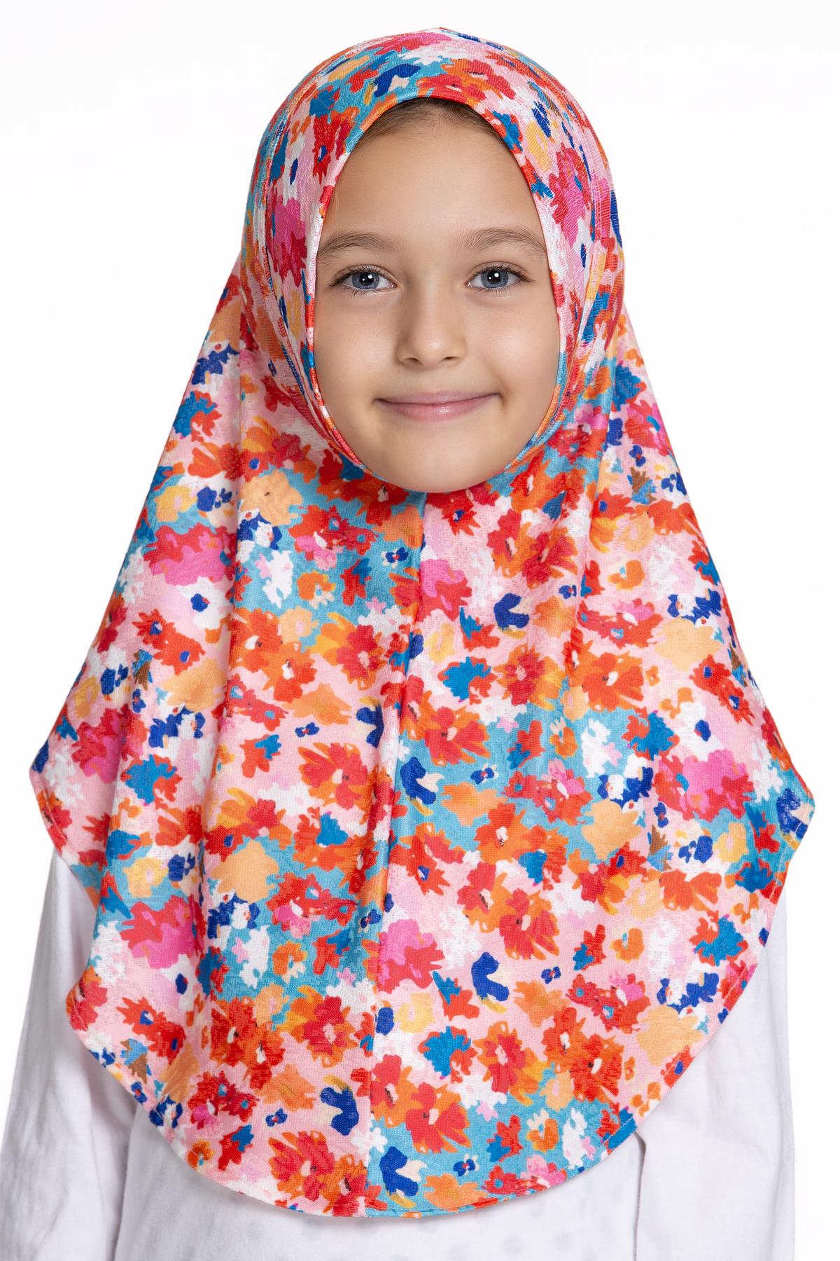 Pembe Pratik Hazır Geçmeli Genç Tesettür Bone Jakar Desenli Hijab - Hürrem Bone 2408_04