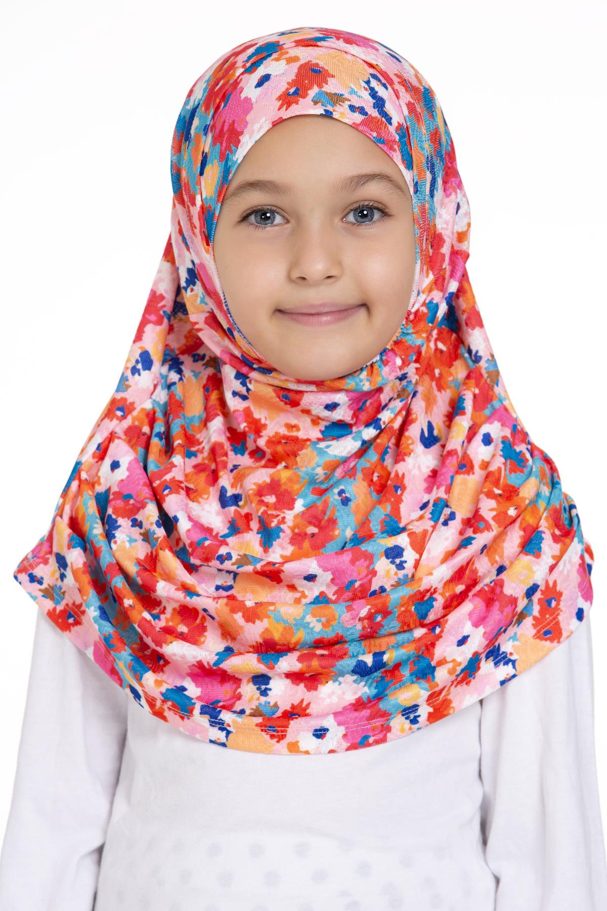 Pembe Pratik Hazır Geçmeli Genç Tesettür Bone Jakar Desenli Pileli Kendinden Boneli - Hürrem Bone 2407_04