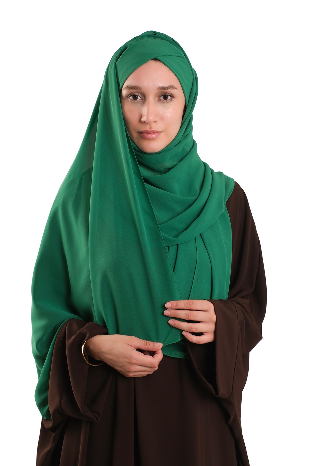 Petrol Yeşili Pratik Hazır Geçmeli Bone Şal Şifon Kendinden Boneli Tek Bantlı - Hürrem Bone 1453_19
