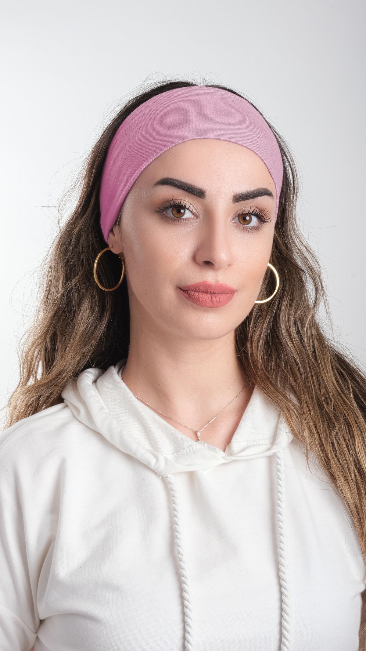Pudra Bandana Saç Bandı Viskon Düz - Hürrem Bone 3012_06