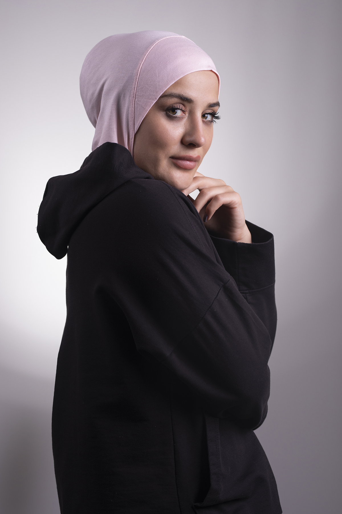 Pudra Pratik Hazır Geçmeli Bone Viskon Kumaş Hijab Spor - Hürrem 2106