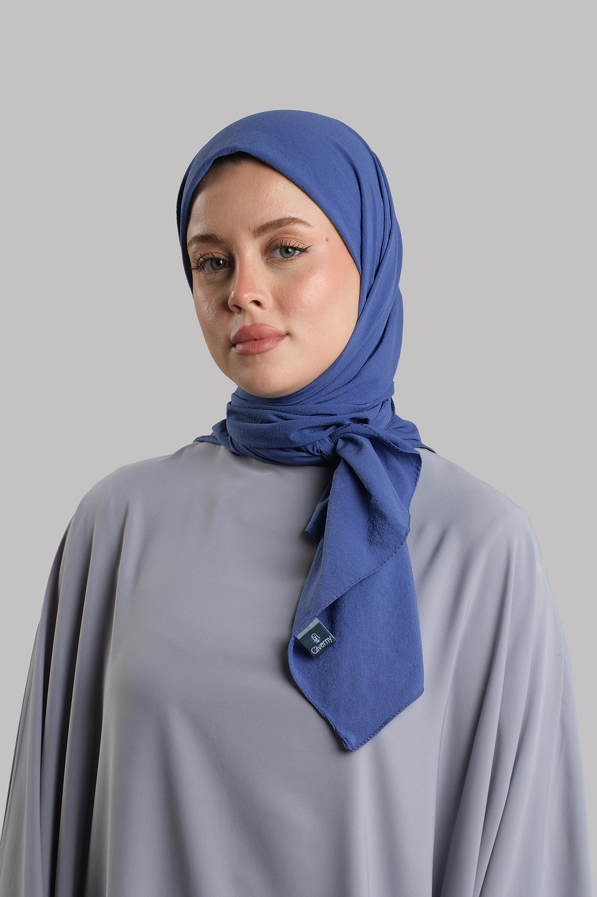 Saks Mavisi Düz Klasik Eşarp İtalyan Dikişli Relax Kumaş Sade - Hürrem Bone 202209_24