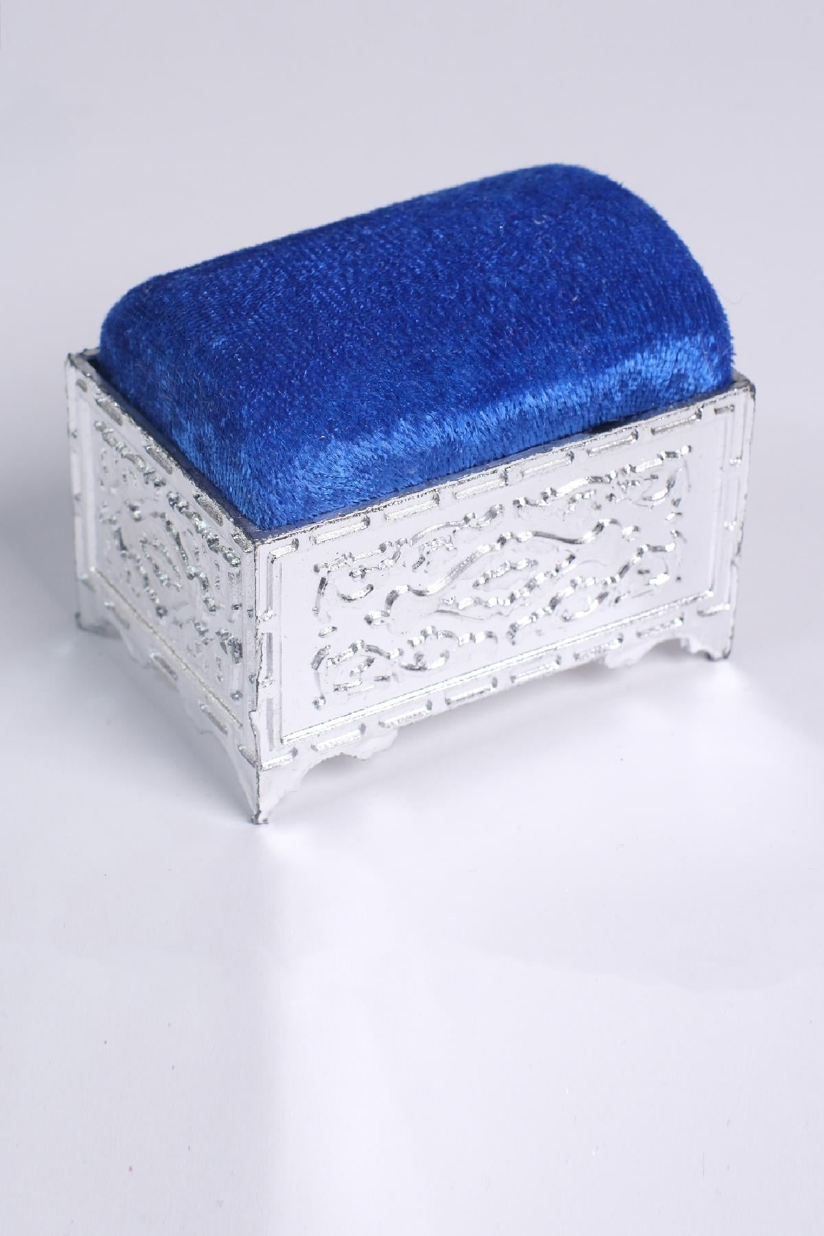 Saks Mavisi Eşarp Şal İğnedanlık Kadife Gümüş Sandık - Hürrem Bone 5006_24
