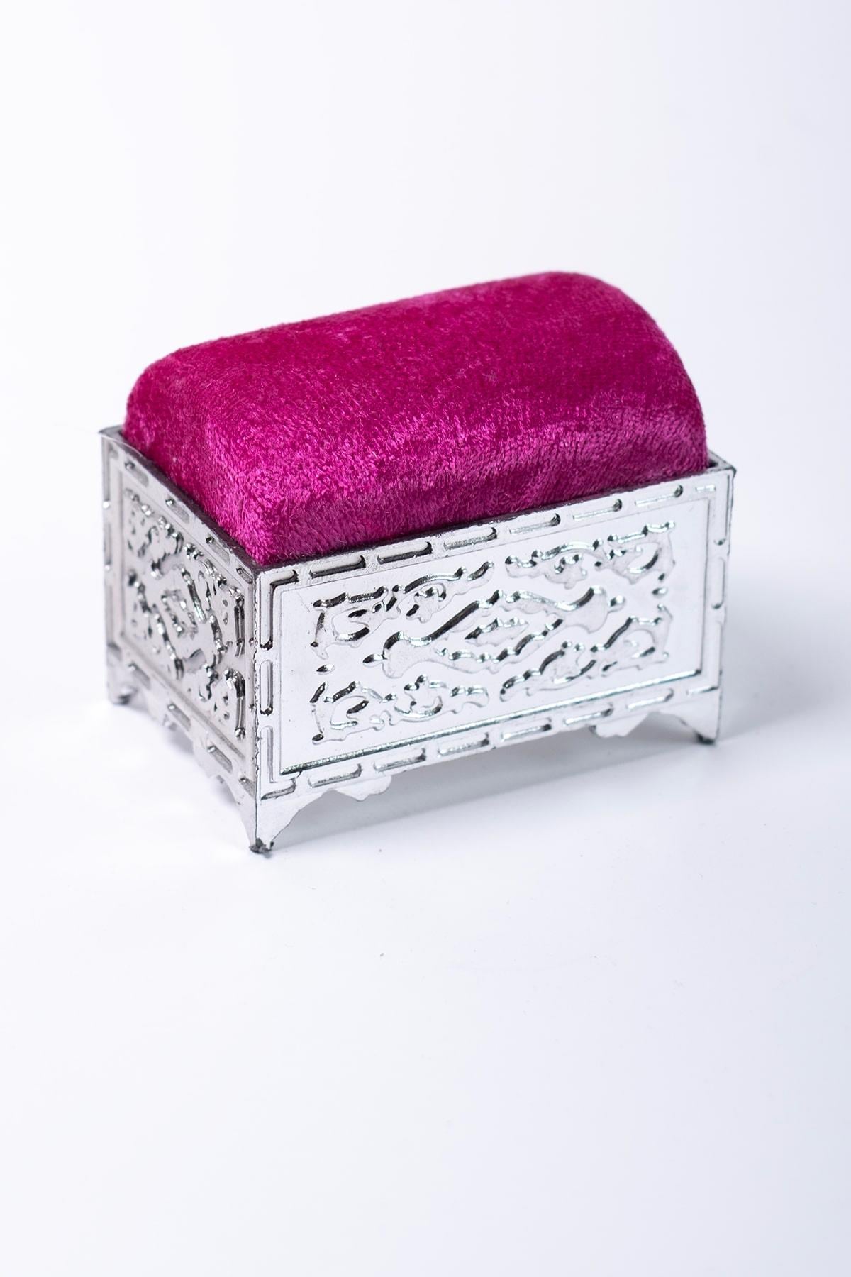 Şarabi Eşarp Şal İğnedanlık Kadife Gümüş Sandık - Hürrem Bone 5006_08