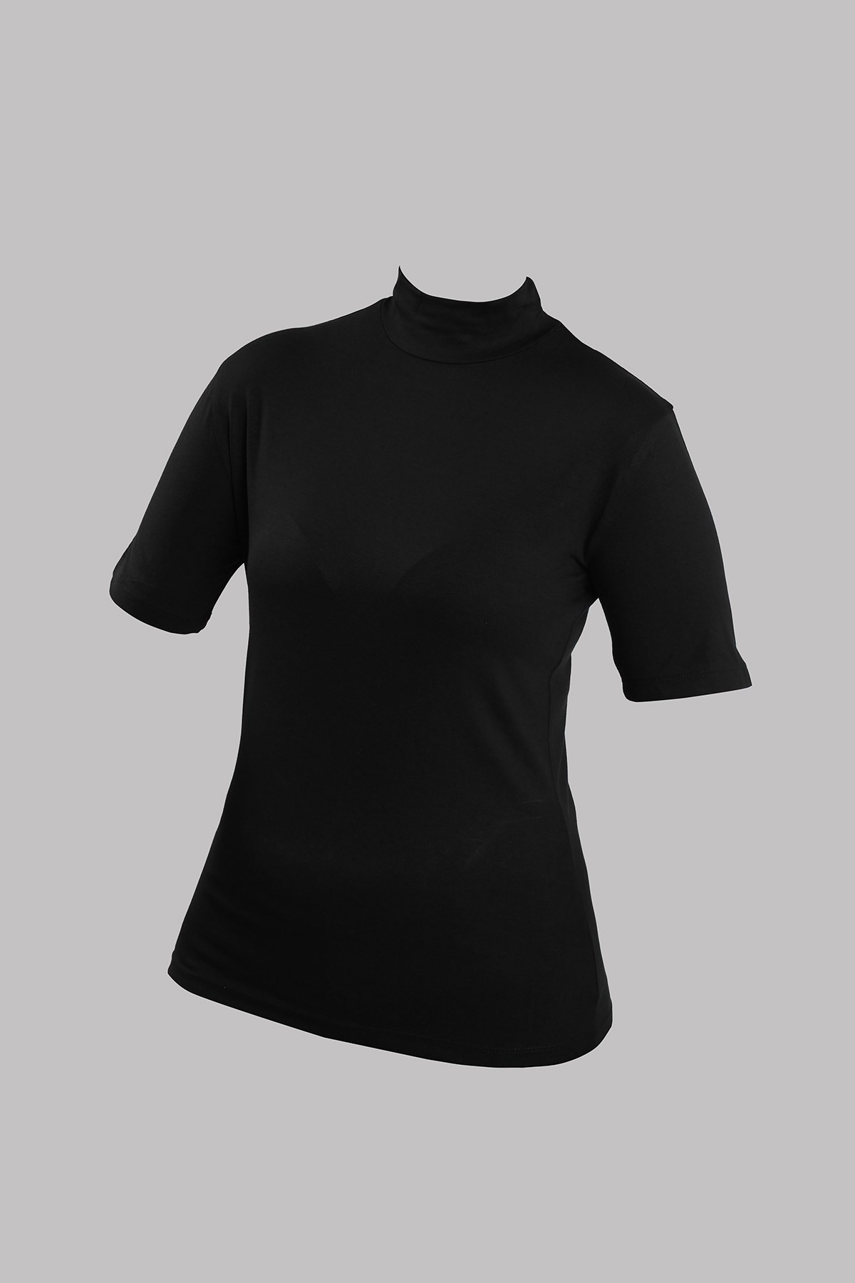Siyah Body Balıkçı Yaka Viskon Yarım Kollu - Hürrem Bone 1028_01