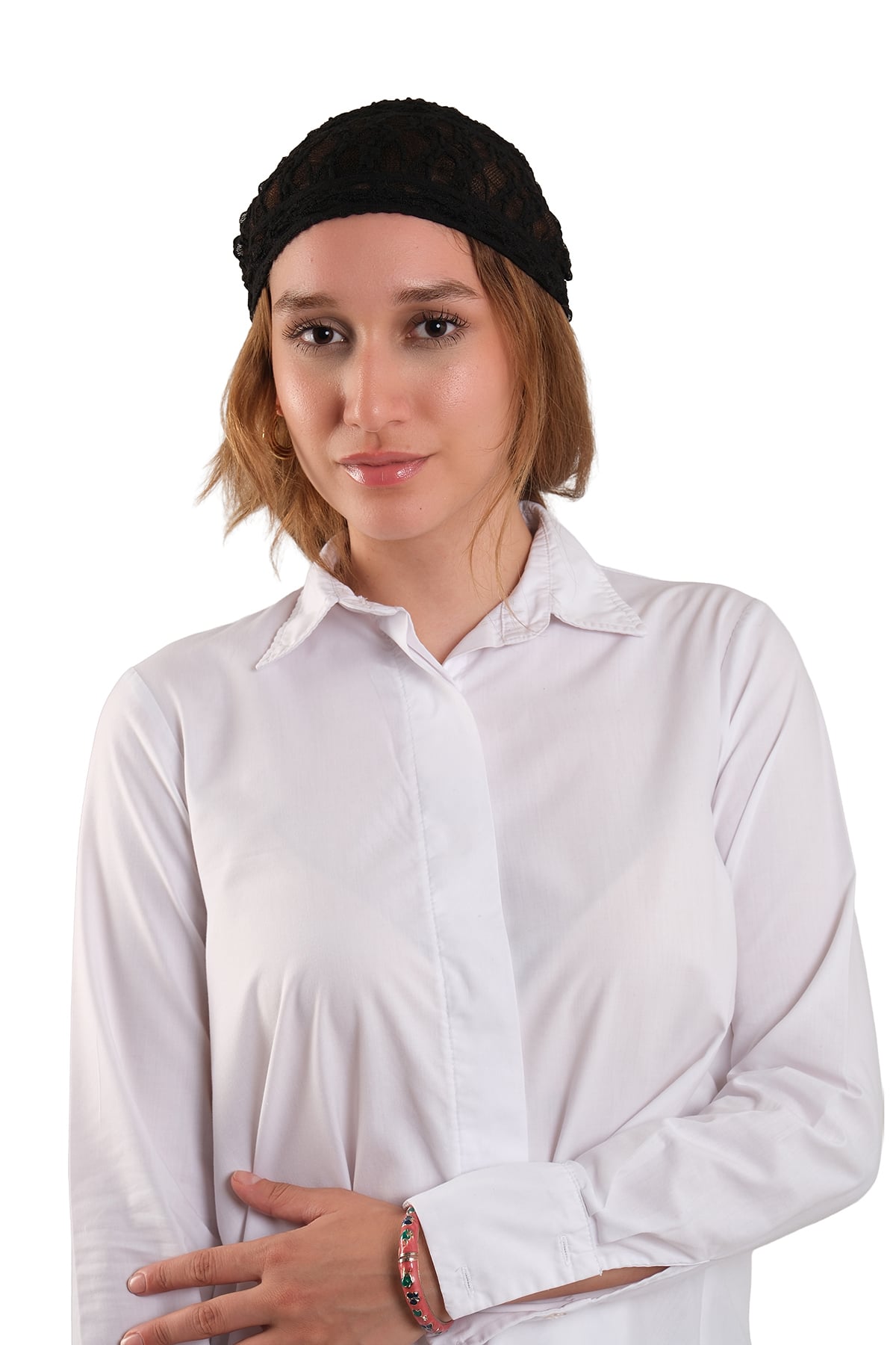 Siyah Dantelli Fiyonklu Pratik Bone Kabartma Dokulu Jakar Desenli - Hürrem Bone 2420_01
