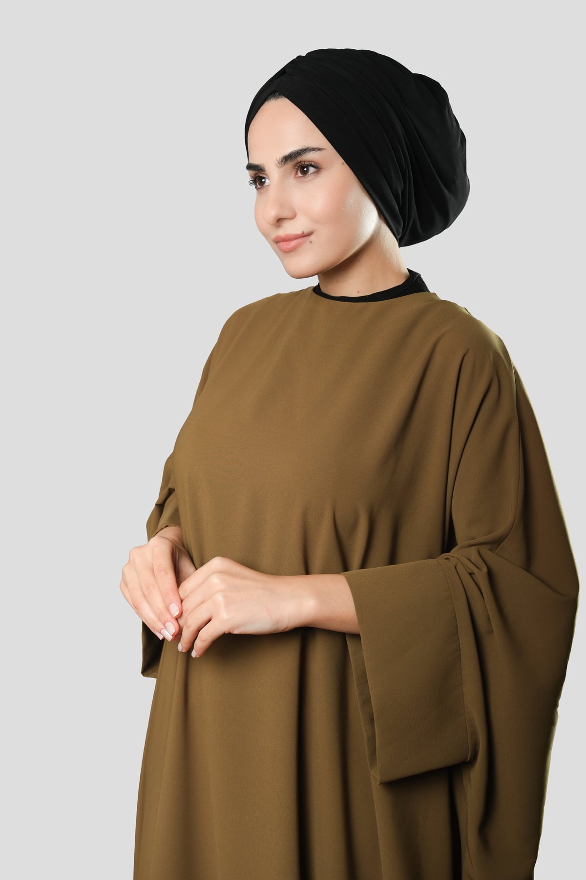Siyah Drapeli Salaş Tesettür Bone Sandy Büzgülü - Hürrem Bone 2315_01