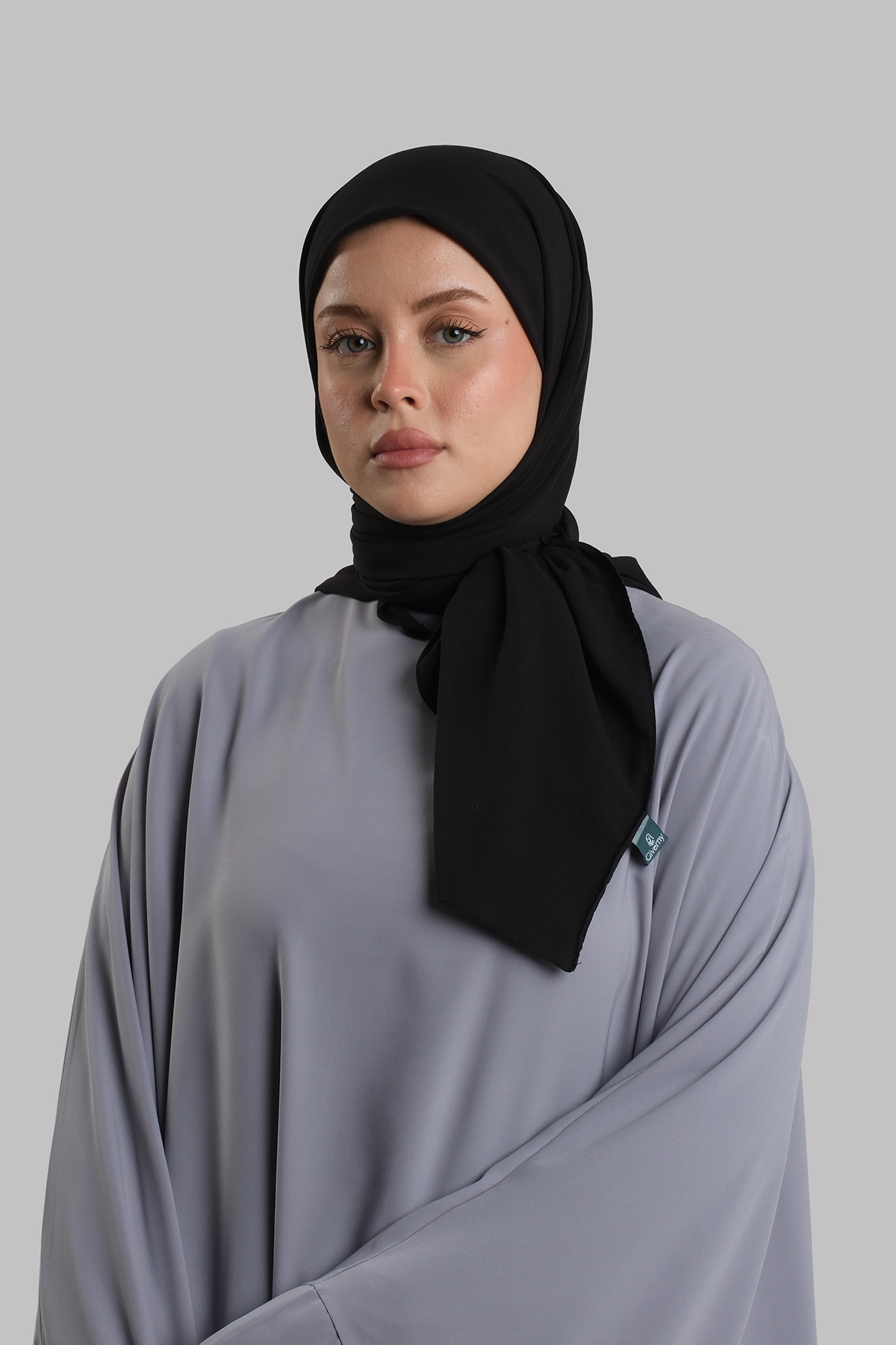 Siyah Düz Klasik Eşarp İtalyan Dikişli Relax Kumaş Sade - Hürrem Bone 202209_01