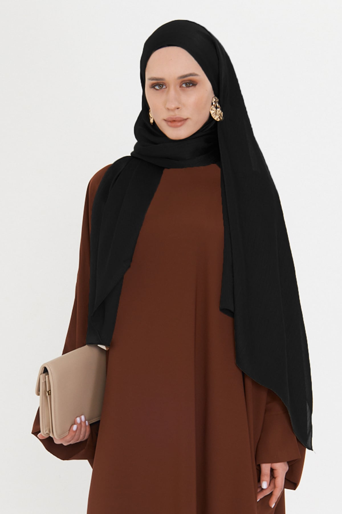 Siyah Düz Klasik Şal Turlu Polyester Lüx Janjan - Hürrem Bone 202126_01