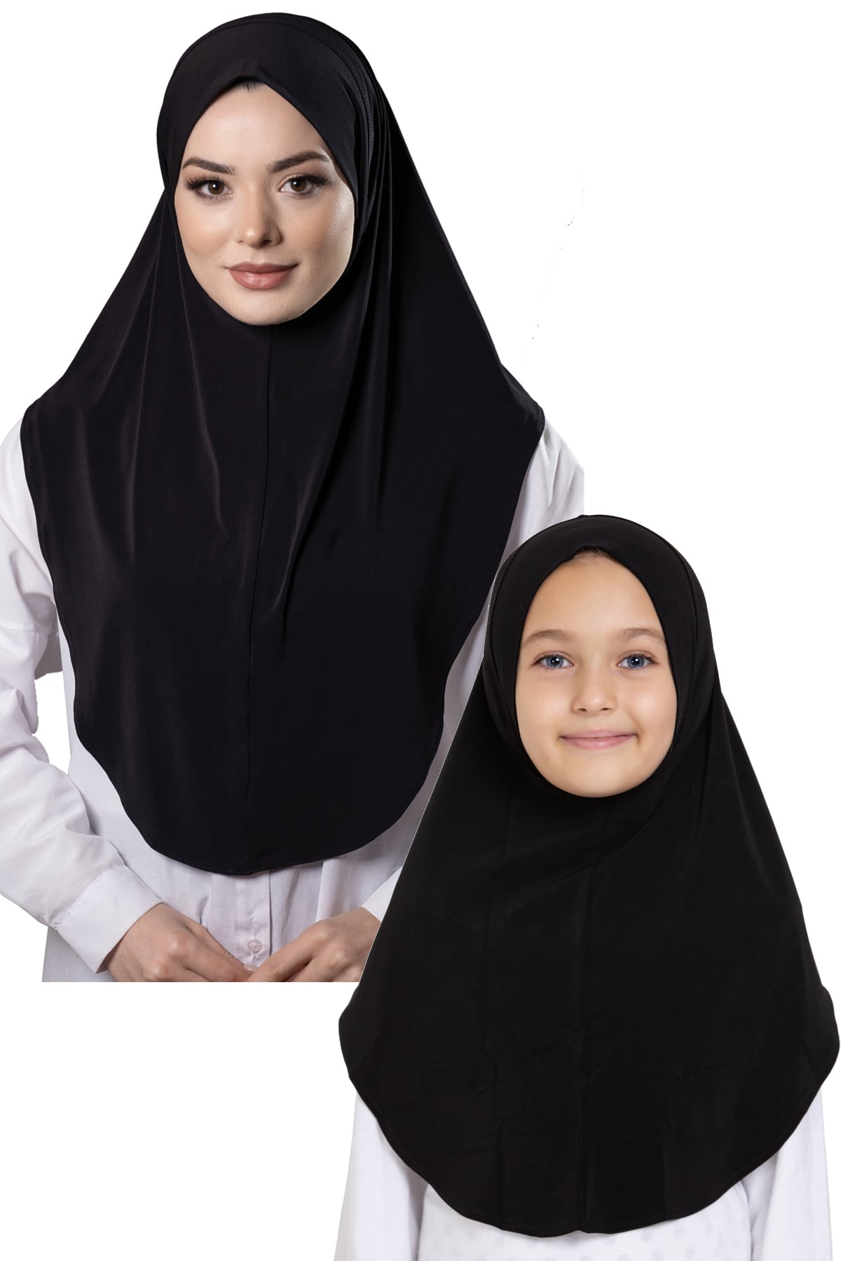 Siyah Pratik Anne Kız Kombin Tesettür Eşarp Sandy Düz Hijab - Hürrem Bone 230812_01