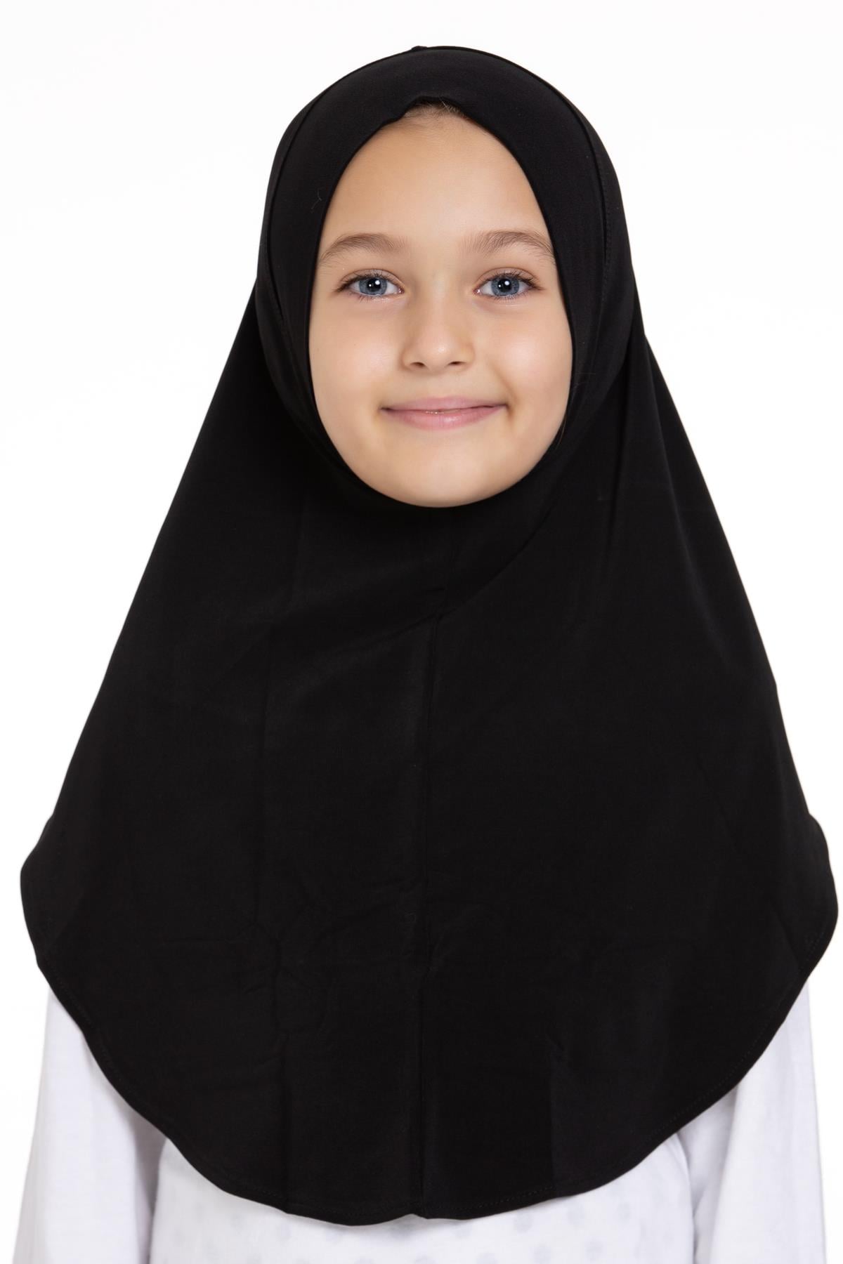 Siyah Pratik Hazır Geçmeli Genç Tesettür Bone Sandy Kumaş Düz Hijab - Hürrem Bone 2312_01