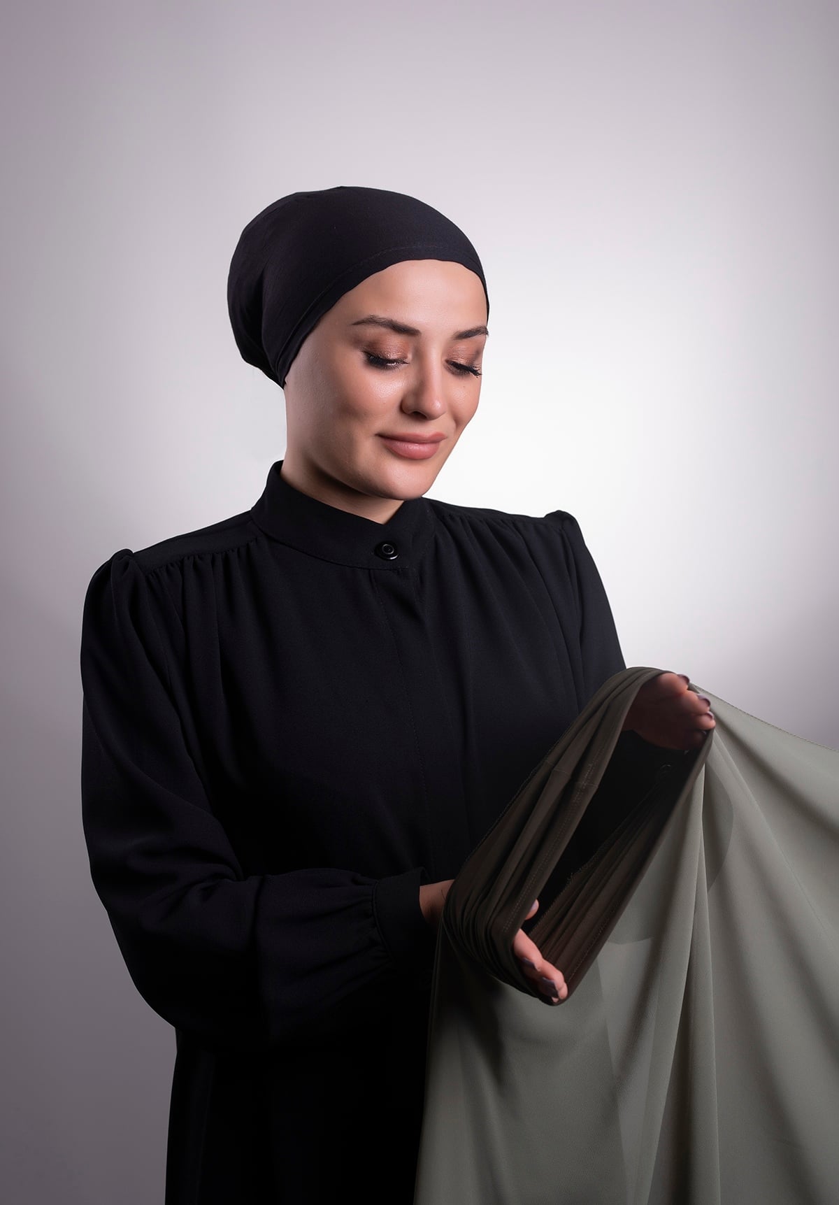 Su Yeşili Pratik Hazır Geçmeli Şal Şifon Boru Boneli - Halven 3001
