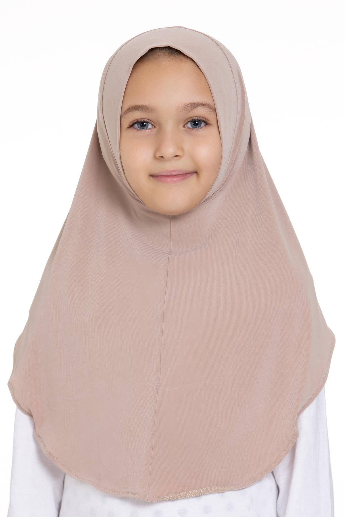Sütlü Kahve Pratik Hazır Geçmeli Genç Tesettür Bone Sandy Kumaş Düz Hijab - Hürrem Bone 2312_26