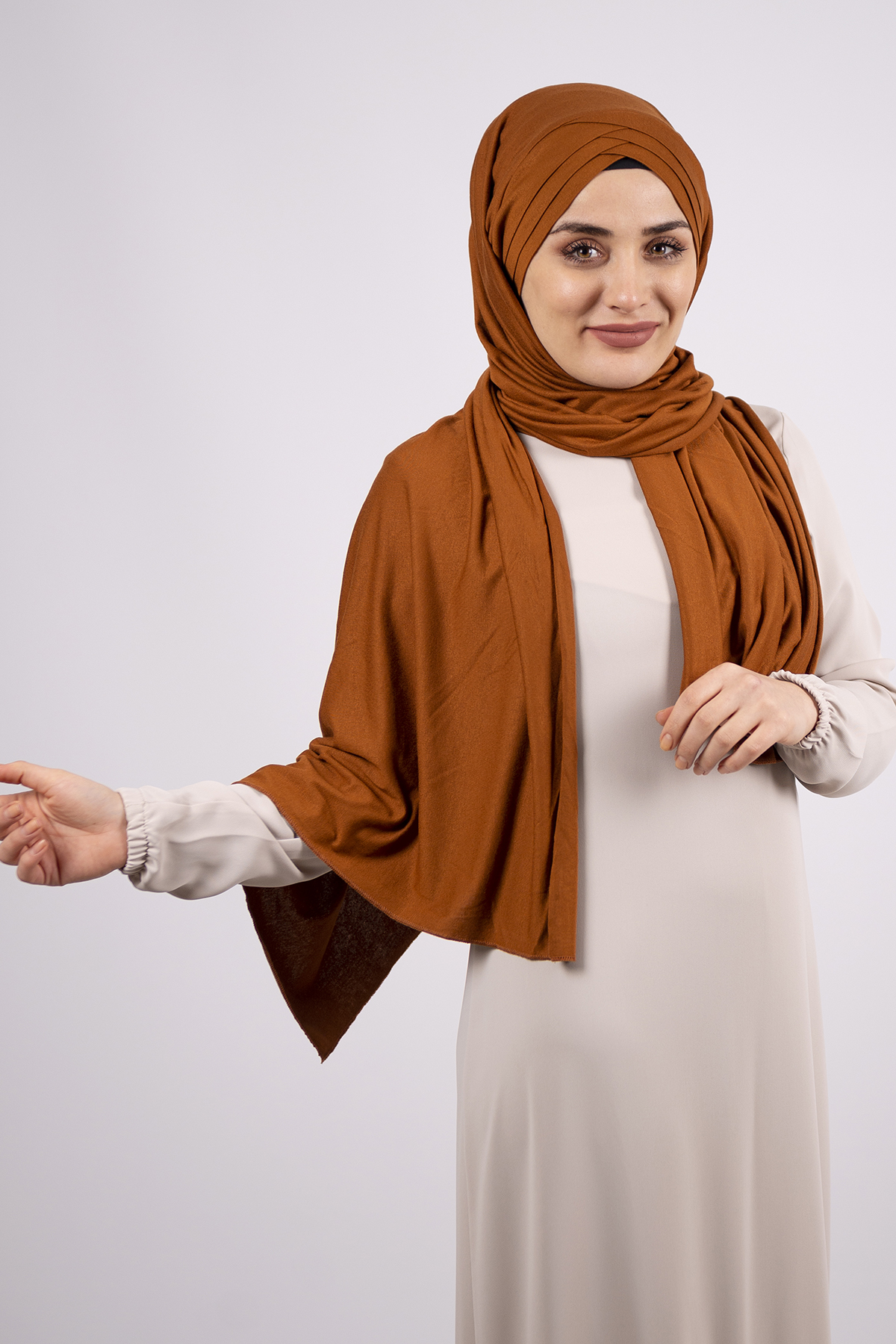 Taba Arkadan Bağlamalı Şal Viskon Kumaş Üç Bantlı - Hürrem 2103