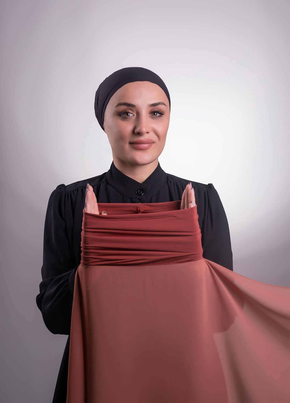 Taba Pratik Hazır Geçmeli Şal Şifon Boru Boneli - Halven 3001