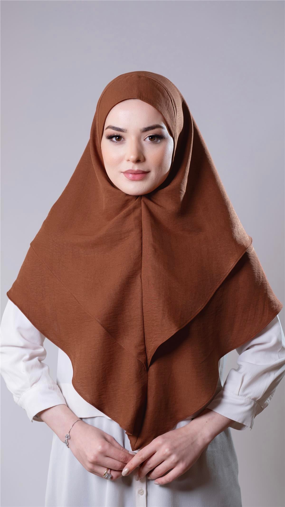 Taba Pratik Hazır Geçmeli Tesettür Eşarp Pamuk Caz Kumaş Çift Katlı Düz Hijab - Hürrem Bone 2303_33