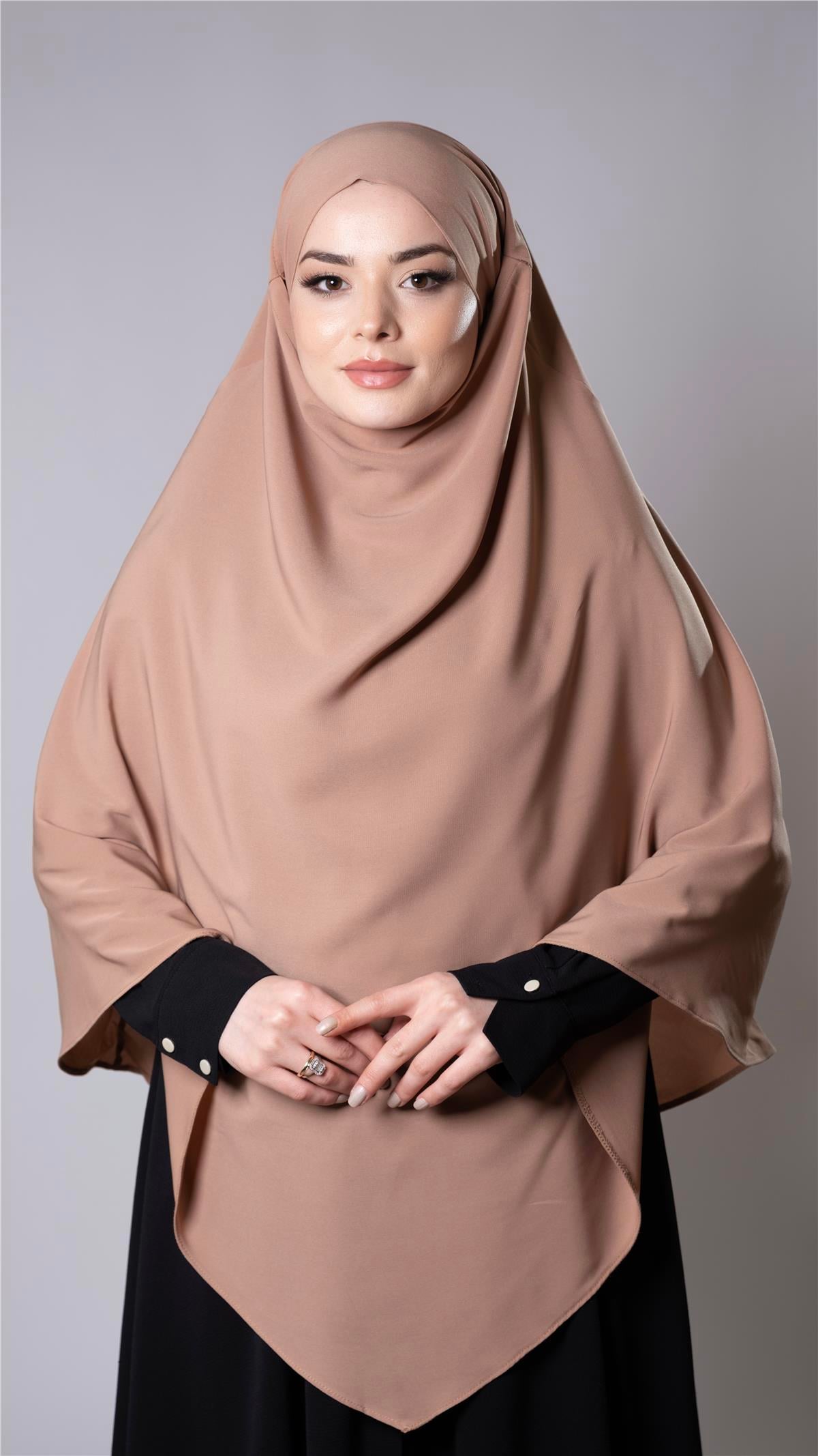 Taba Pratik Hazır Geçmeli Tesettür Eşarp Medine İpeği Kumaş Arkadan Bağlamalı Çift Katlı Sufle Hijab - Hürrem Bone 2302_33