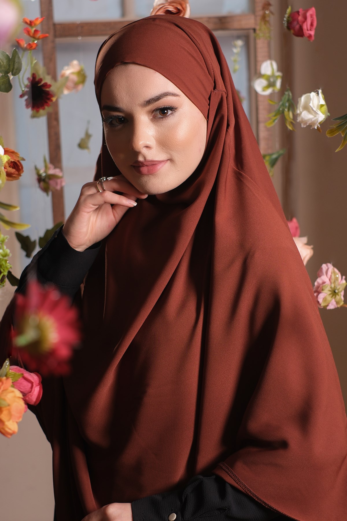 Taba Pratik Hazır Geçmeli Tesettür Eşarp Medine İpeği Bağcıklı Sufle Hijab - Hürrem Bone 2301_33