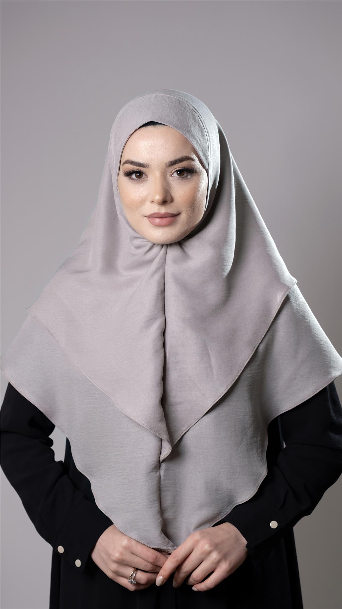 Taş Pratik Hazır Geçmeli Tesettür Eşarp Pamuk Caz Kumaş Çift Katlı Düz Hijab - Hürrem Bone 2303_46